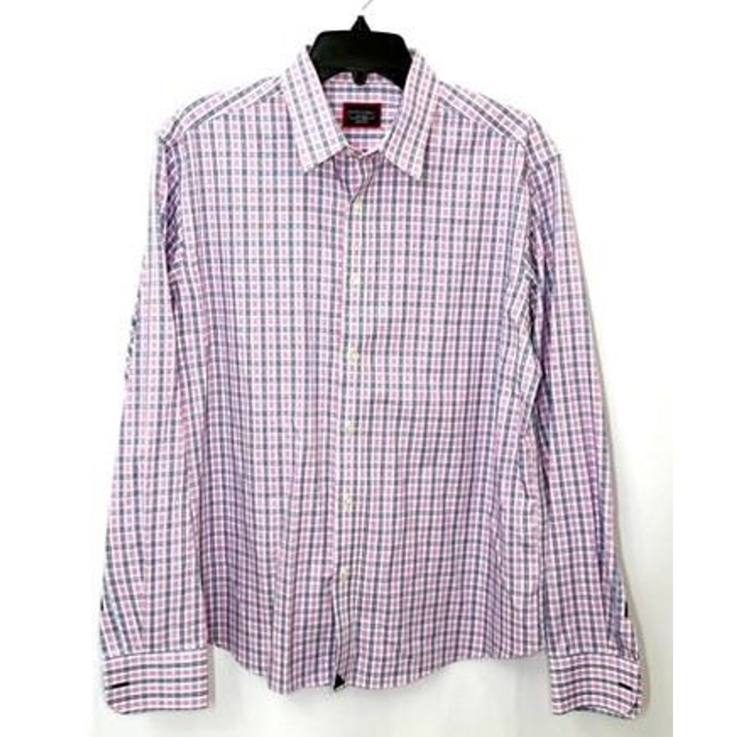 UNTUCKit Dolcetto WF Shirt Mens Medium Pink Blue Plaid Wrinkle Free Cotton L/S