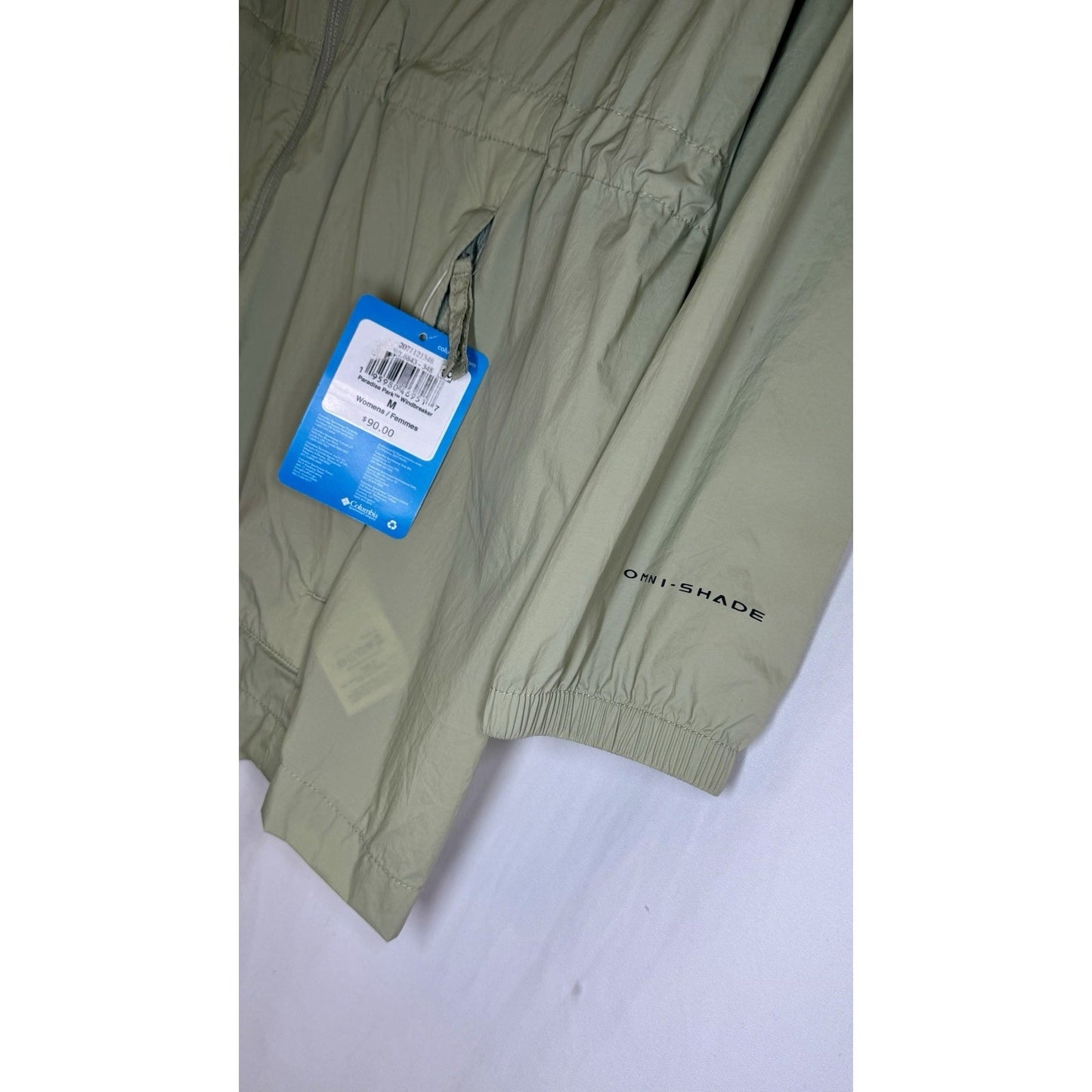 NWT Columbia Women’s Windbreaker Zip-Up Jacket Water Resistant Sage Green Hooded