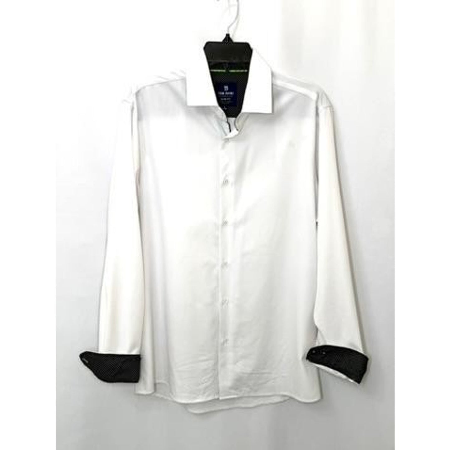 Tom Baine Performance Dress Shirt Mens Large White 4-Way Stretch Slim Fit