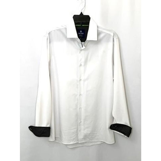 Tom Baine Performance Dress Shirt Mens Large White 4-Way Stretch Slim Fit