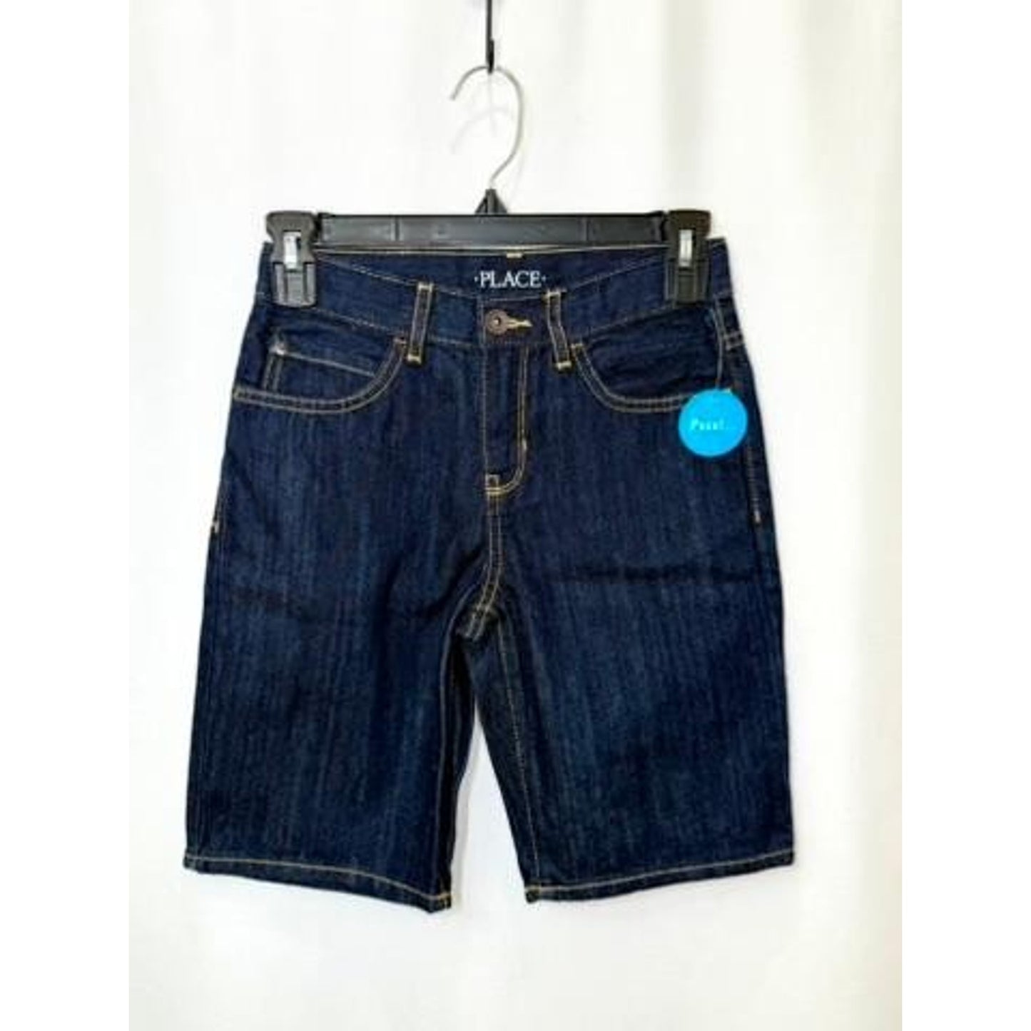 The Childrens Place Boys Denim Shorts Size 8 Dark Wash Blue Cotton Adjustable