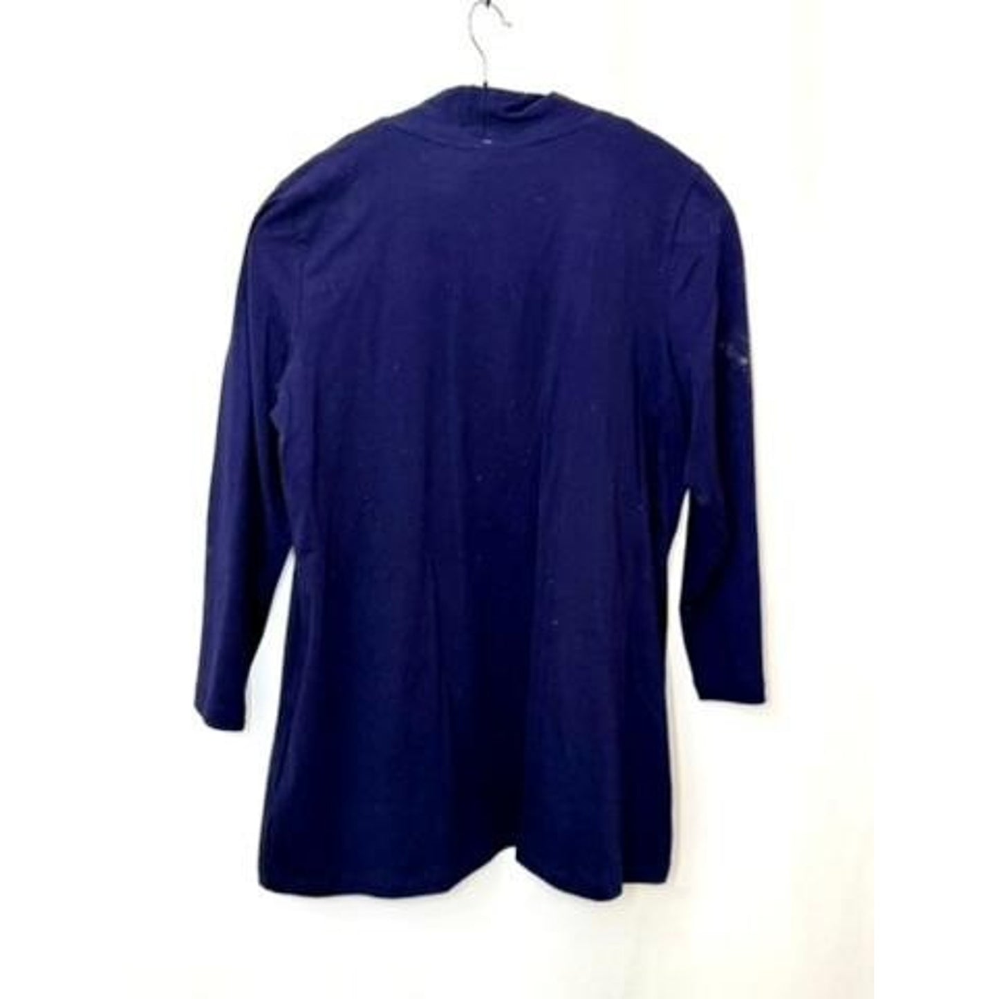 Jones New York Signature 2 Piece Knit Set Cardigan Paisley Tank Top Navy Blue