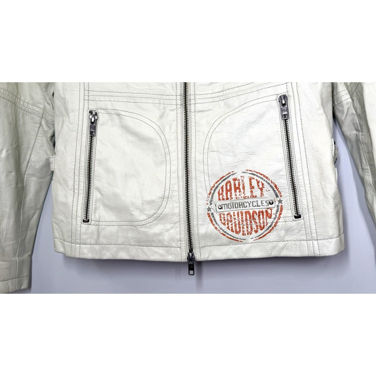 Harley Davidson Women’s SPRING BROOK Leather Jacket Off-White - Size Medium