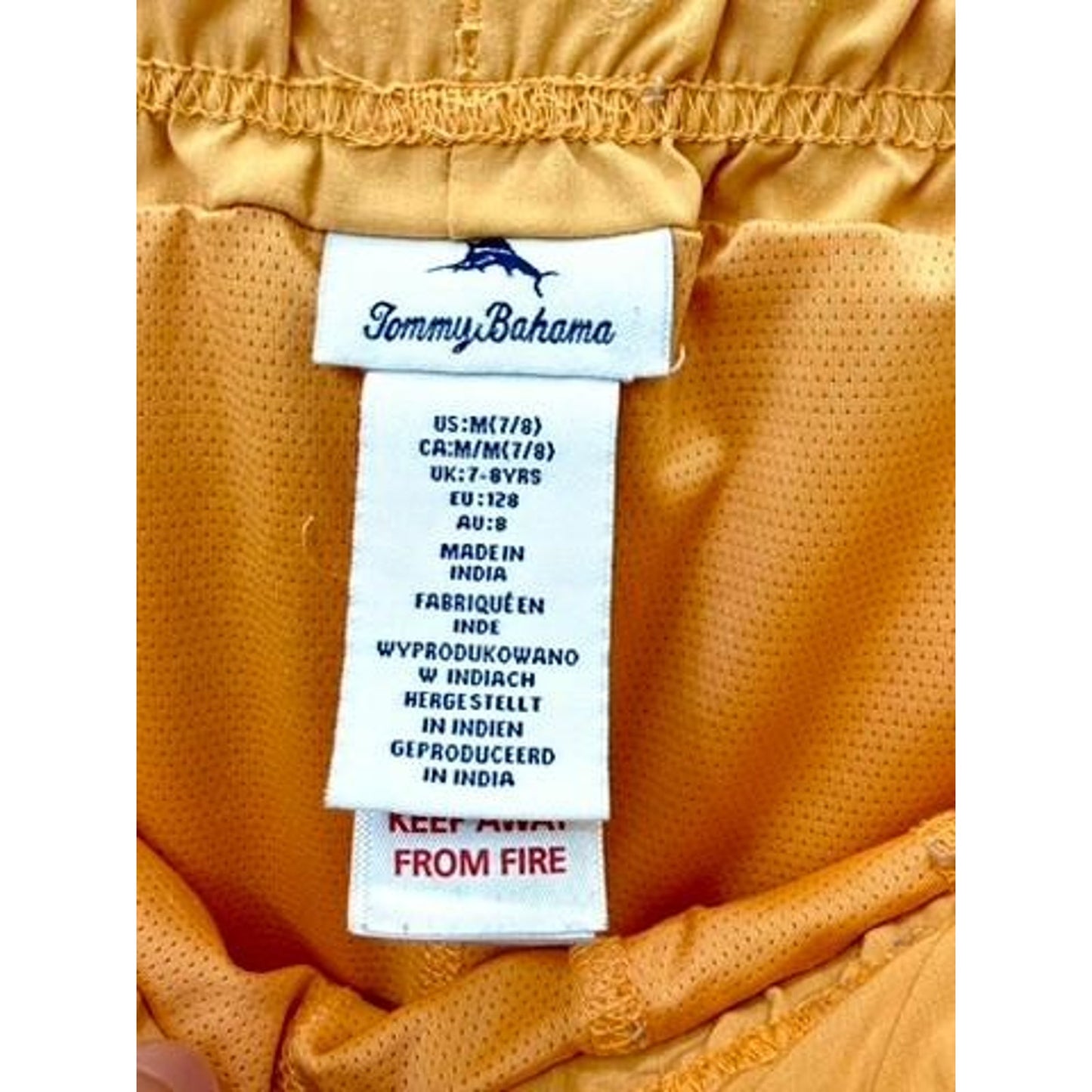 Tommy Bahama Boys Board Shorts Size M 7 8 Orange Swim Trunks Drawstring
