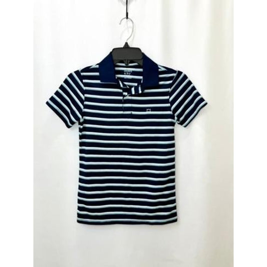 Crown & Ivy Boys Polo Shirt Size S 8 Blue Striped Short Sleeve Polyester