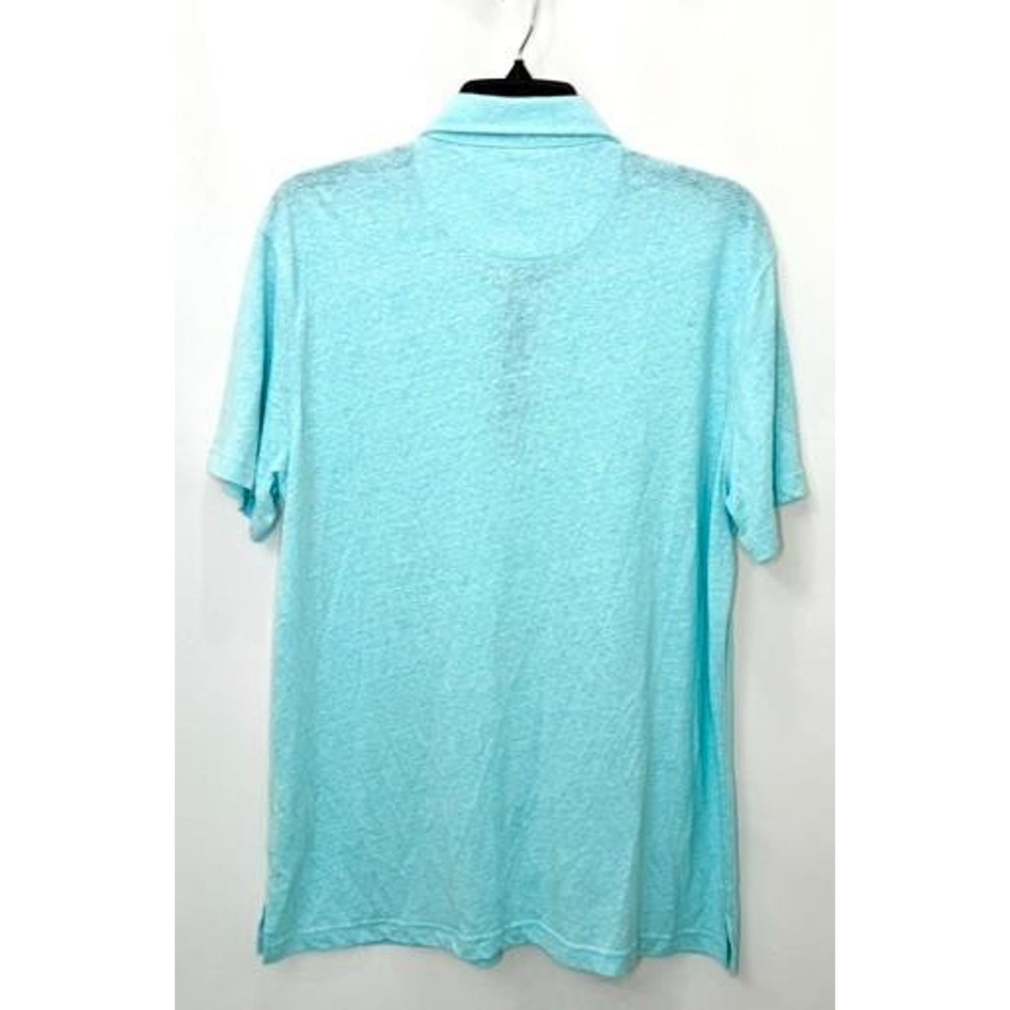 Tailorbyrd Collection Polo Shirt Mens Large Teal Aqua Blue Linen Blend Flamingo