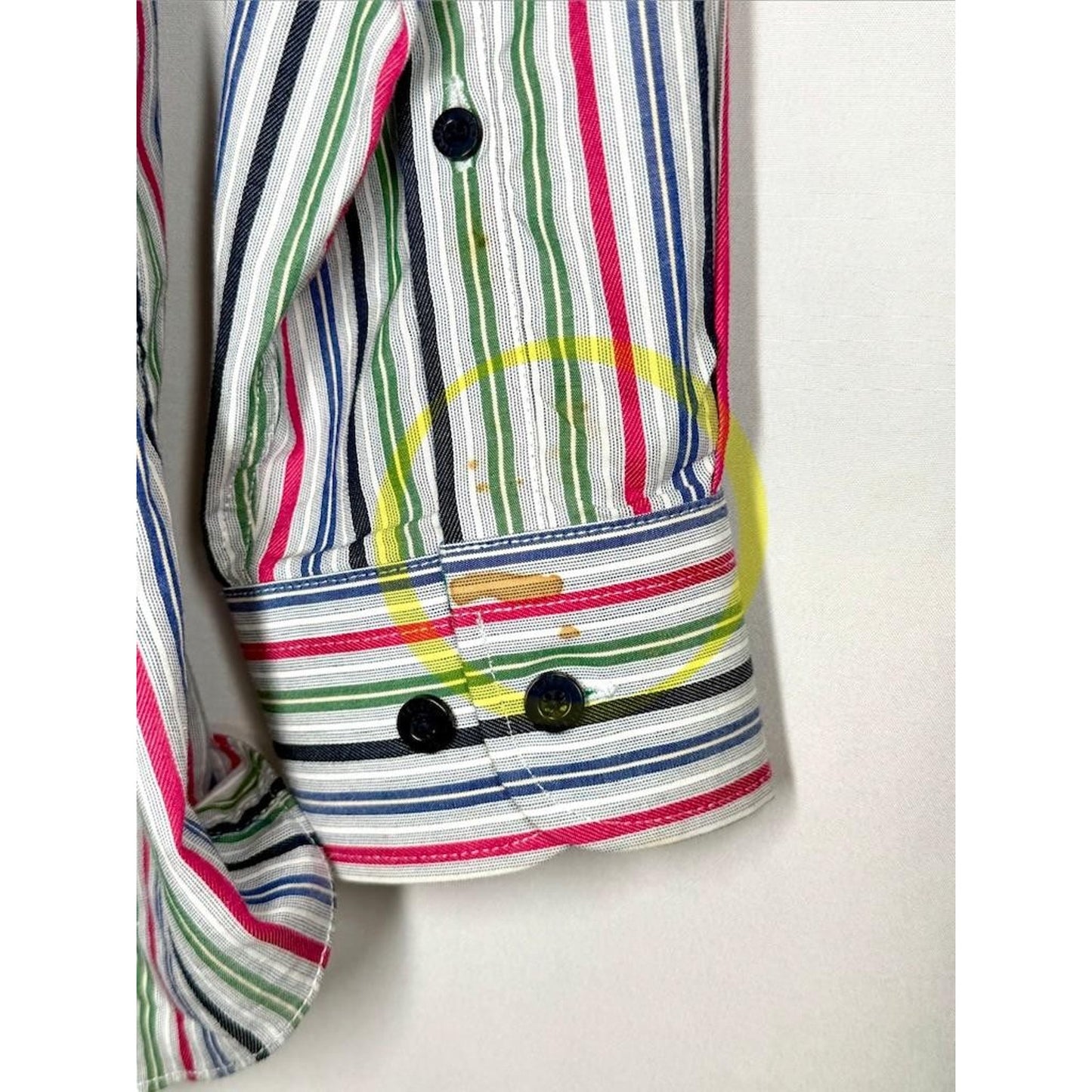 Alan Flusser Shirt Mens Medium Multicolor Stripe Cotton Long Sleeve Button Down