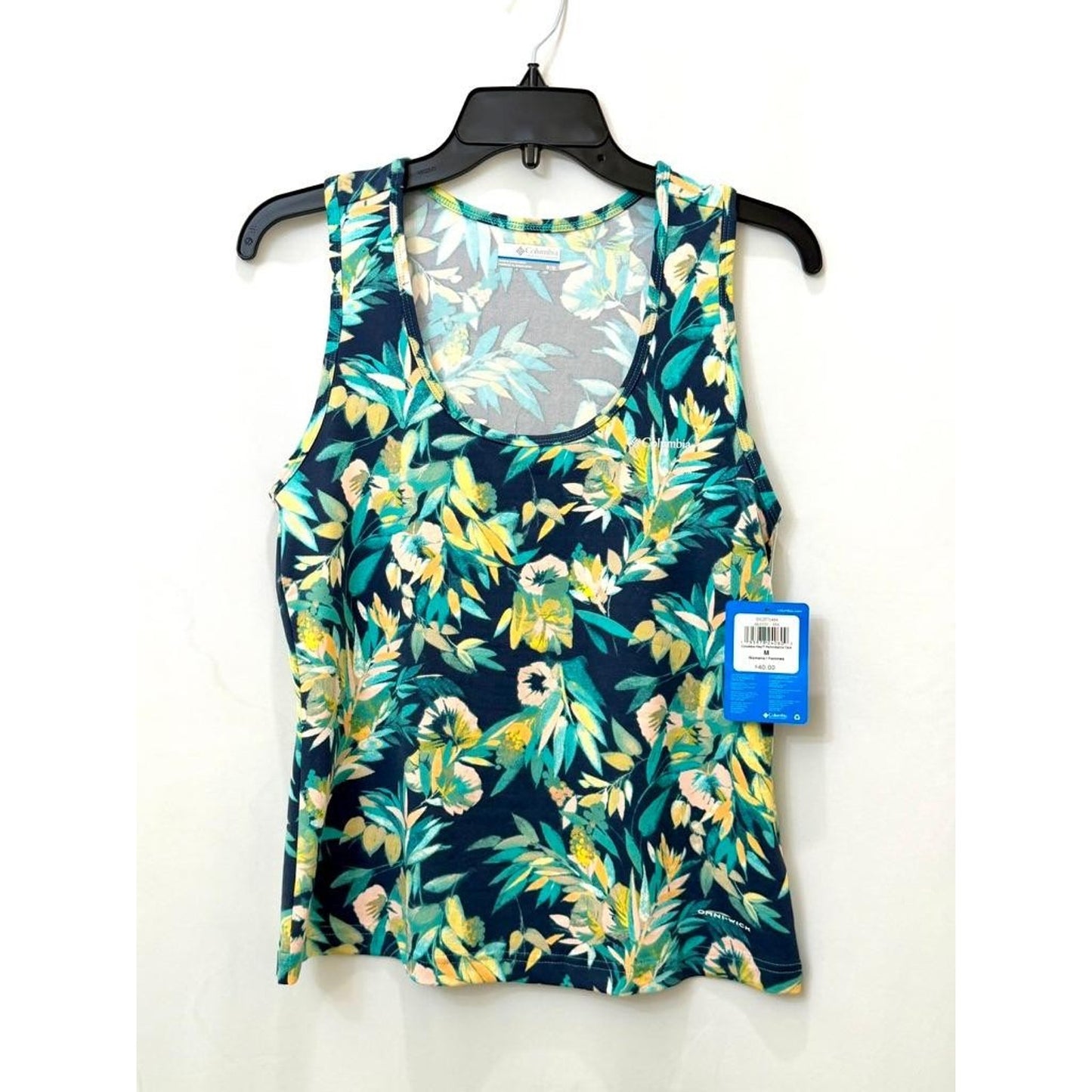Columbia Hike Performance Tank Top Womens Medium Blue Floral Omni-Wick NWT
