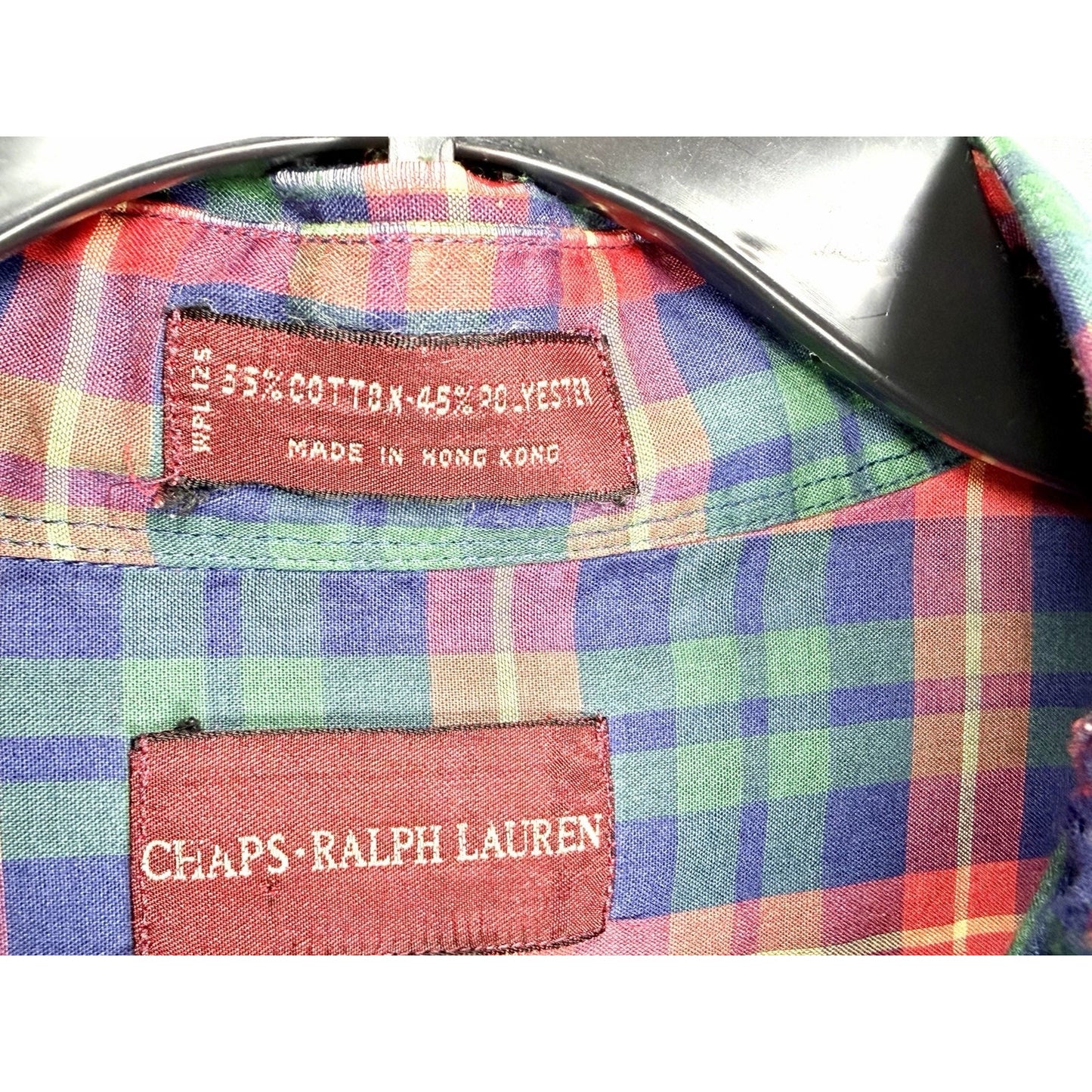 Vintage 90s Chaps Ralph Lauren Shirt Mens Large Red Green Plaid Button Down