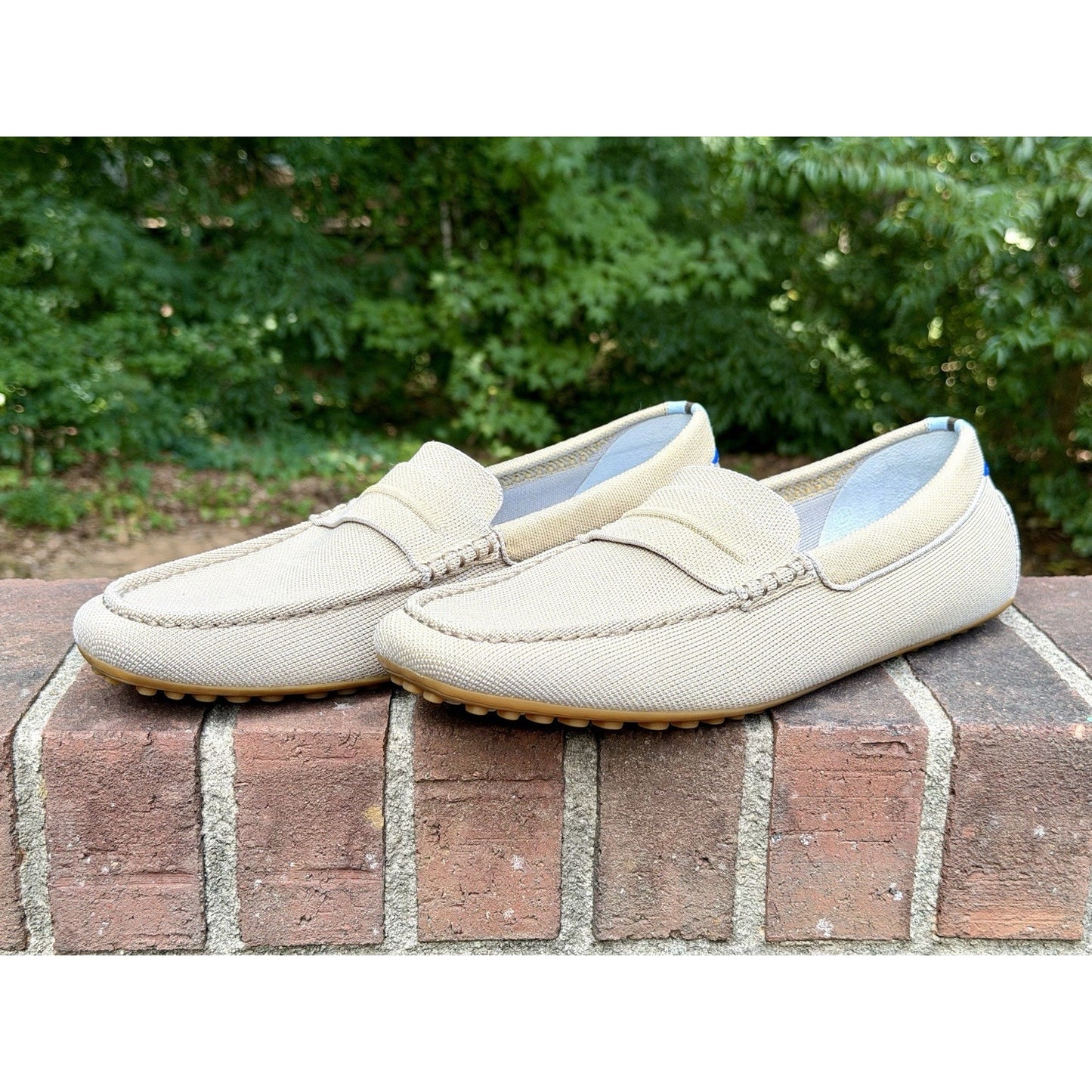 Rothy's The Driving Loafer Mens 12.5 Barley Beige Slip On Knit Shoes Worn Once