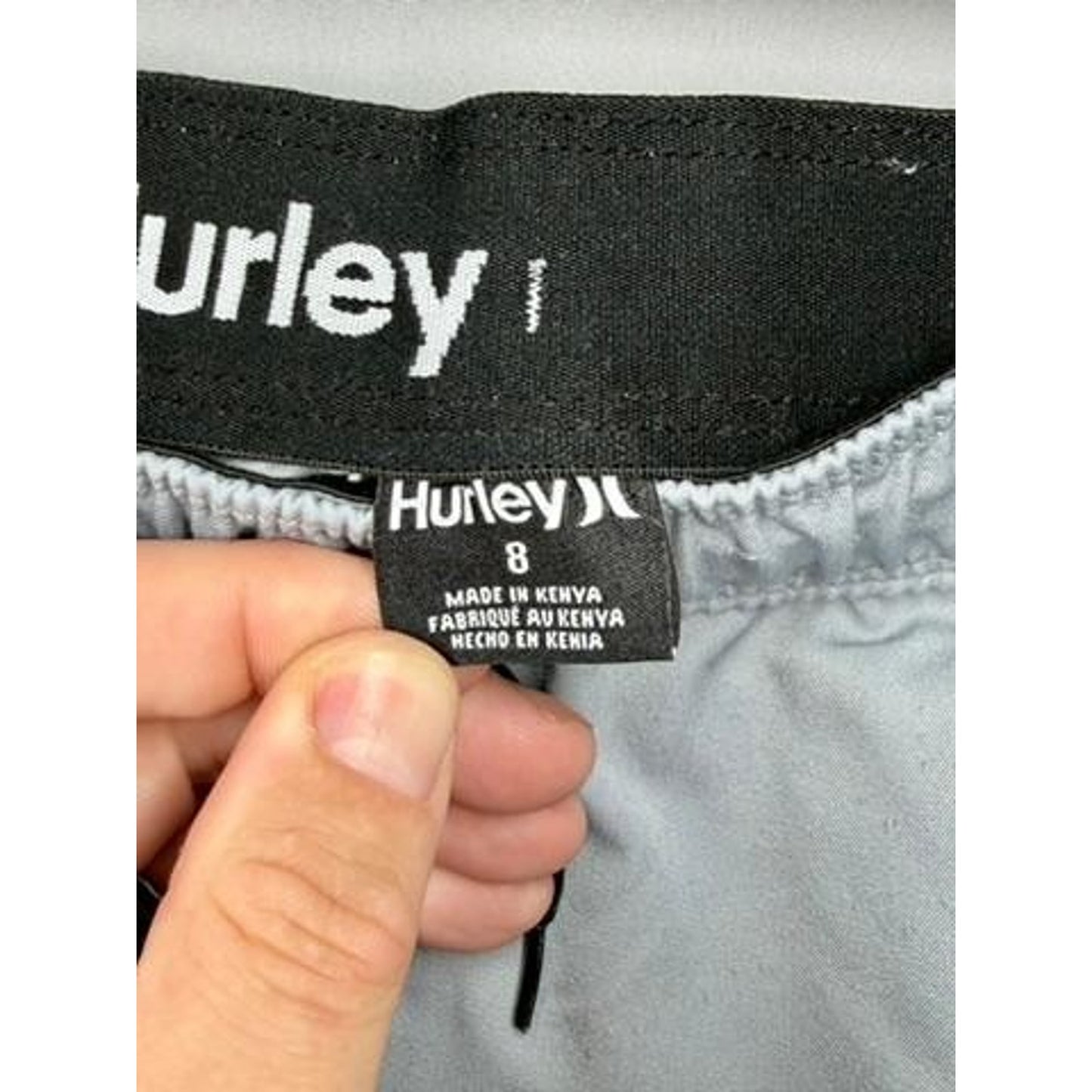 Hurley Boys Board Shorts Size 8 Light Blue Swim Trunks Drawstring Elastic Waist