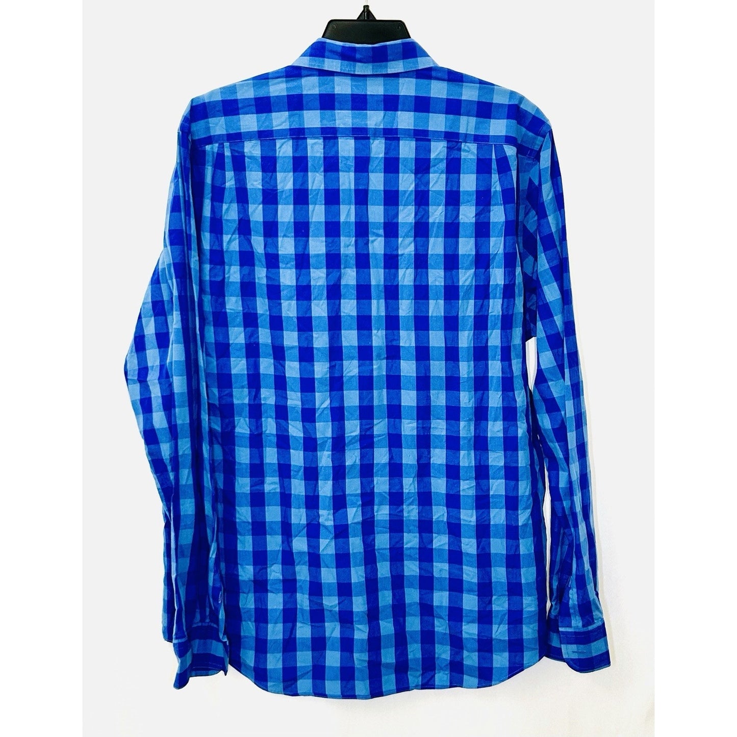 Goodthreads Mens Button Up Shirt Large Blue Checkered Slim Fit Casual Cotton