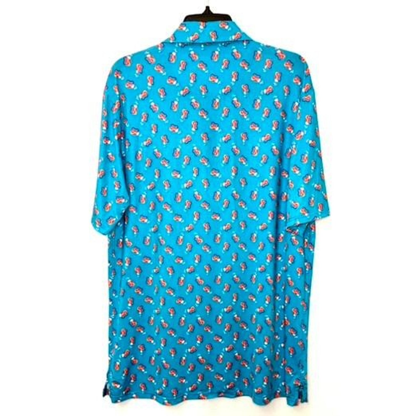 Proud 90 Golf Polo Shirt Mens Large Blue Golf Bag Print Performance Stretch