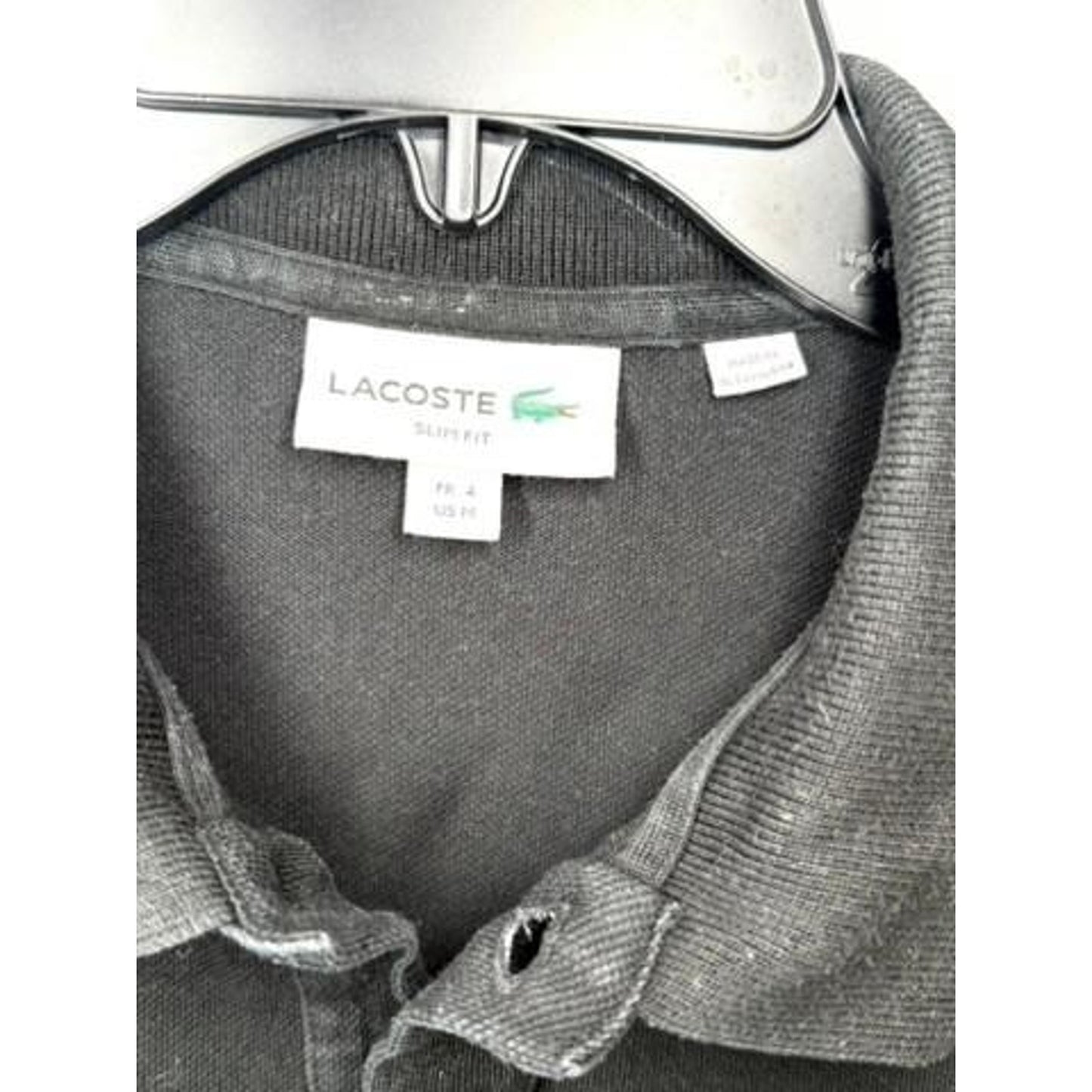 Lacoste Slim Fit Polo Shirt Mens Medium Black Short Sleeve Cotton Pique PH4012
