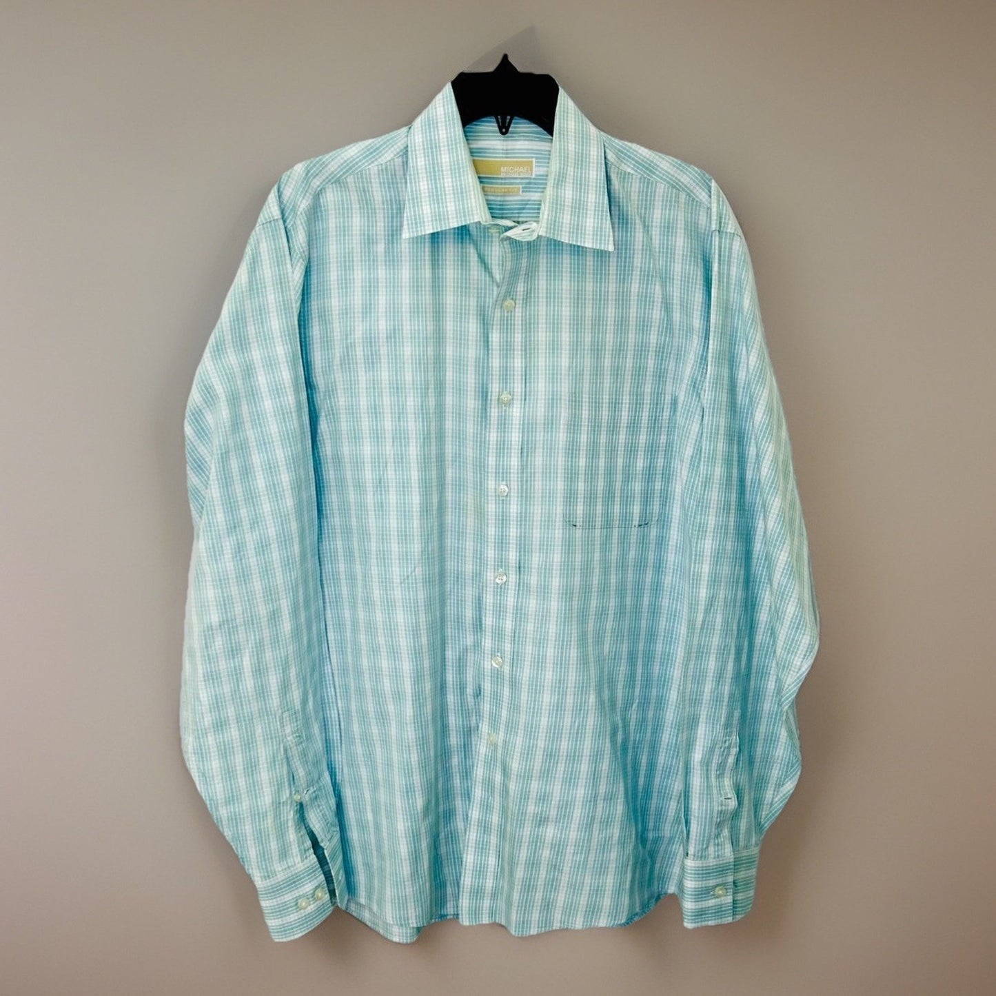 MICHAEL Michael Kors Plaid Button Up Dress Shirt Men's 16.5 32/33 Long Sleeve