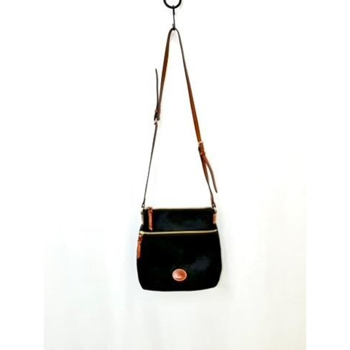 Dooney & Bourke Nylon Crossbody Bag Black Leather Trim Messenger Shoulder Purse