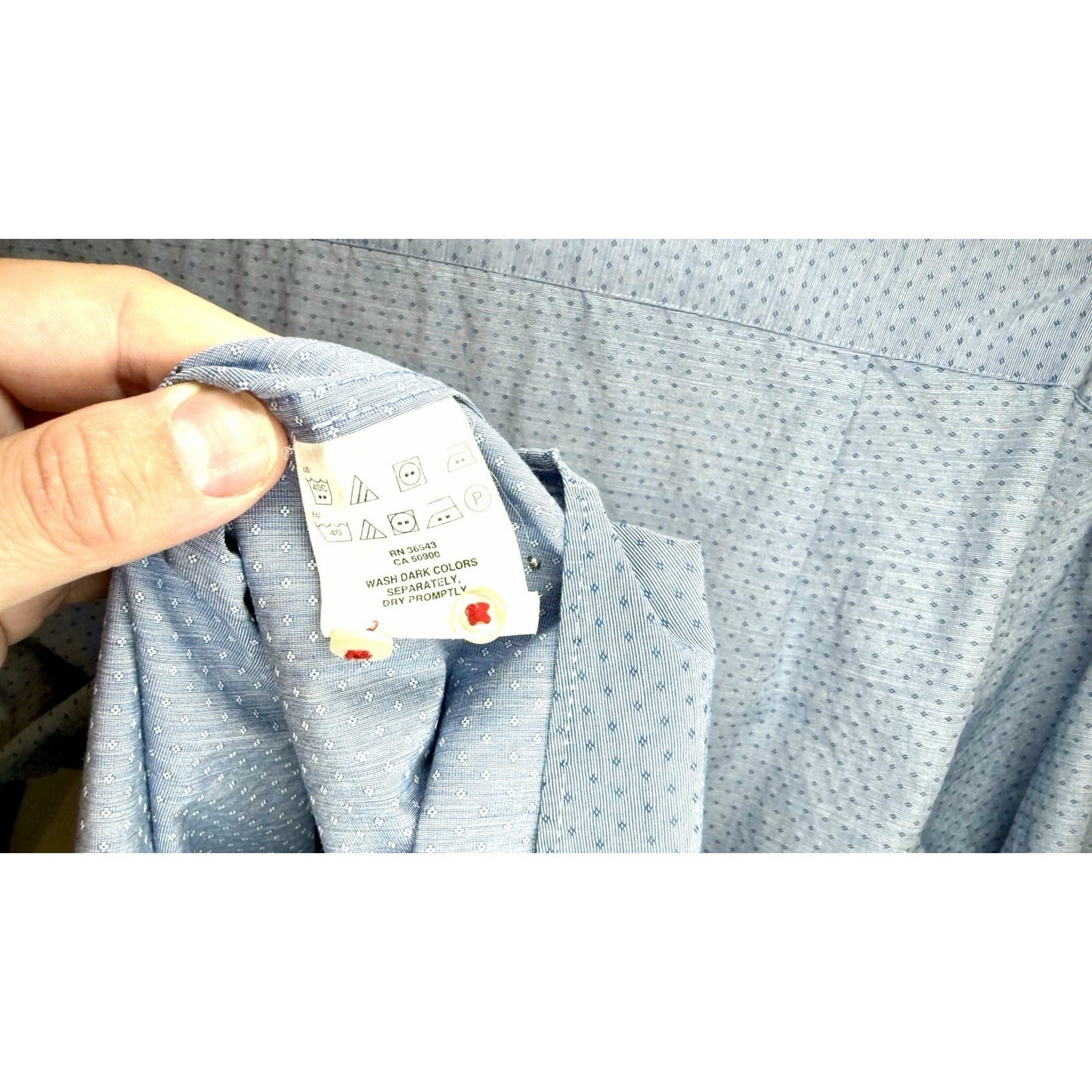 Men's Tommy Hilfiger Button Down Shirt size 17 Slim Fit 32/33 Long Sleeve Blue