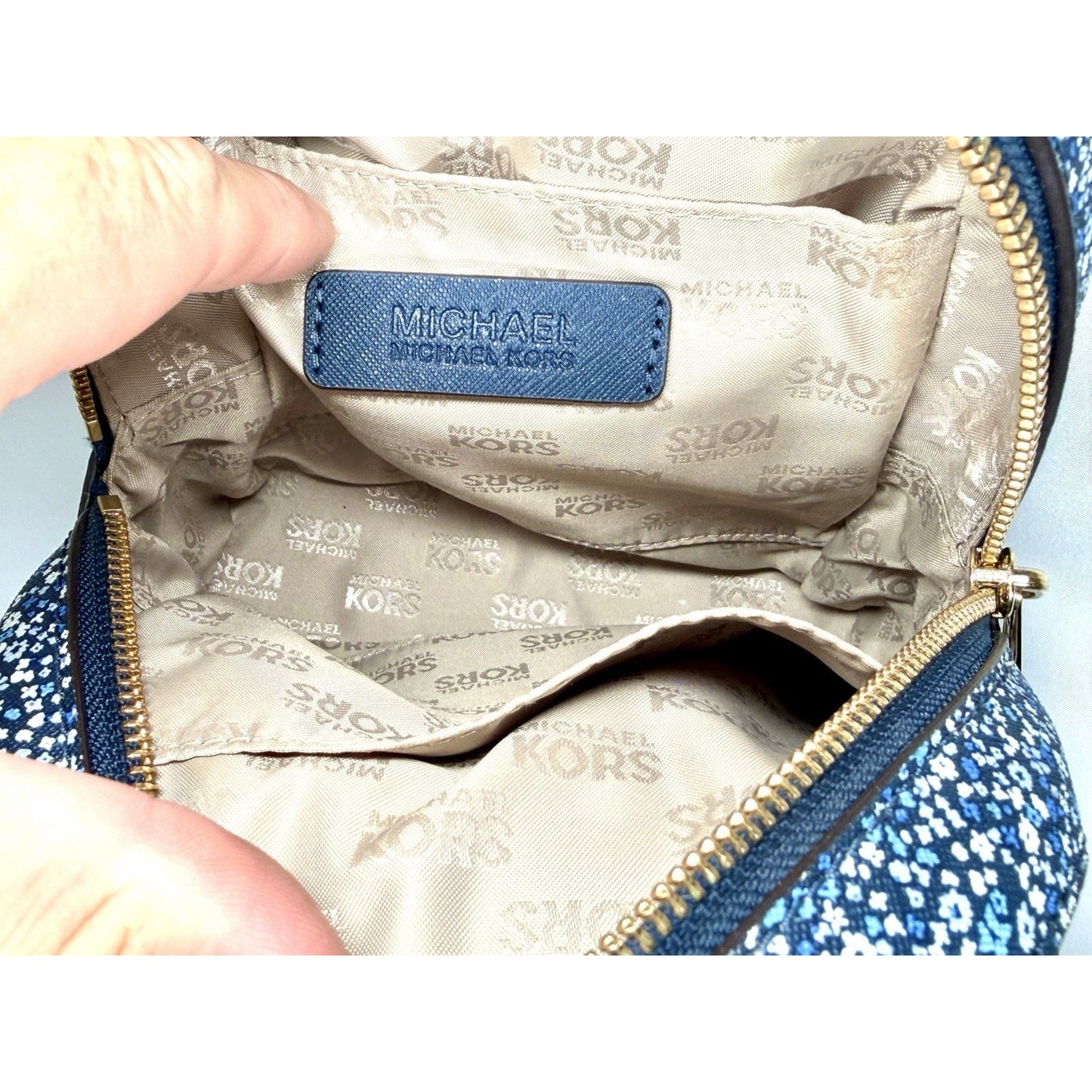 Michael Kors Abbey Mini Backpack In Navy Blue Floral Pattern NWOT / New W/ COA