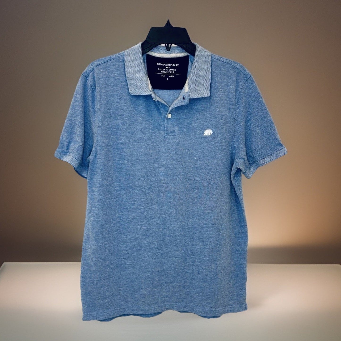 Banana Republic Polo Shirt Stretch Size Large Navy Blue Mens Short Sleeve