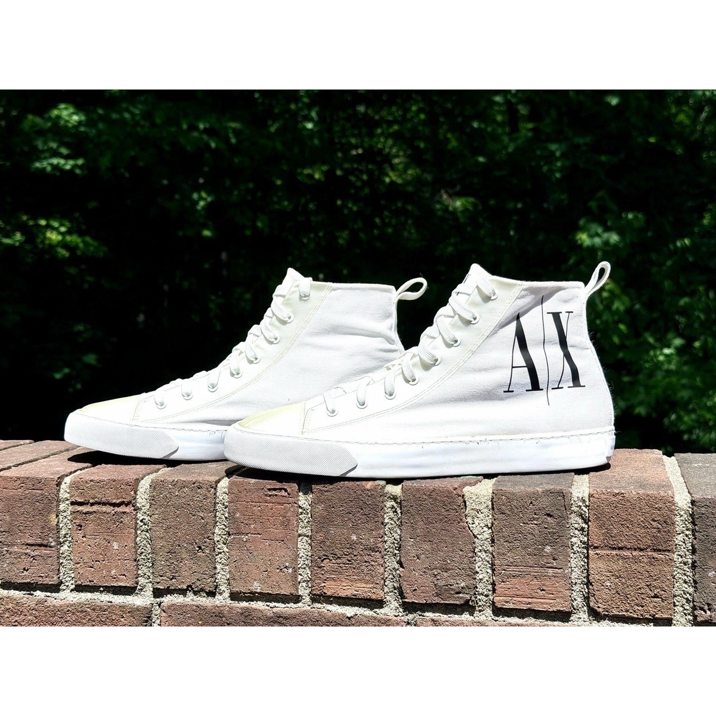 Armani Exchange Men's High Top Icon Logo Canvas Sneakers White Size 11 Excellent