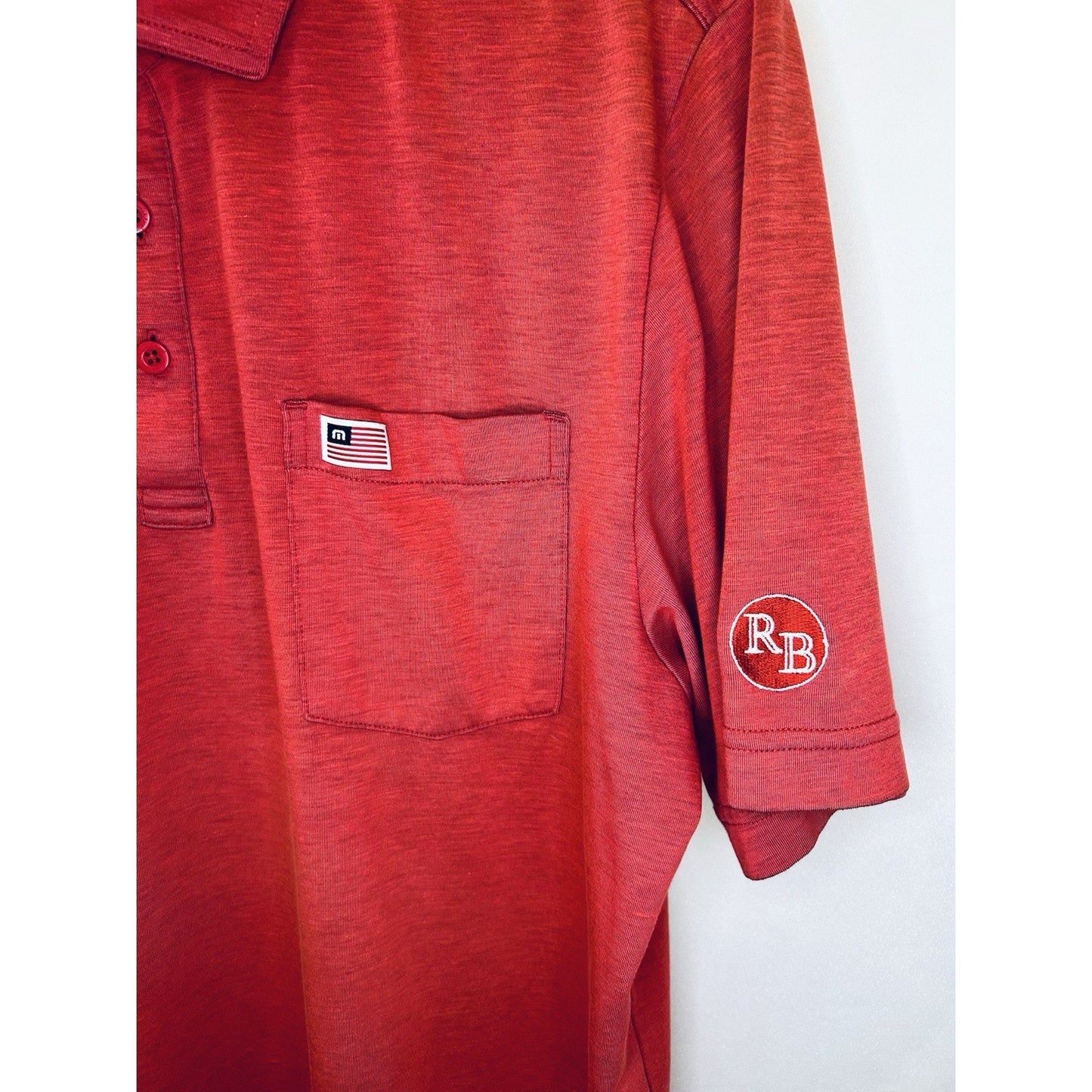 Travis Mathew Polo Shirt Red Golf Performance Pocket Mens Size Medium