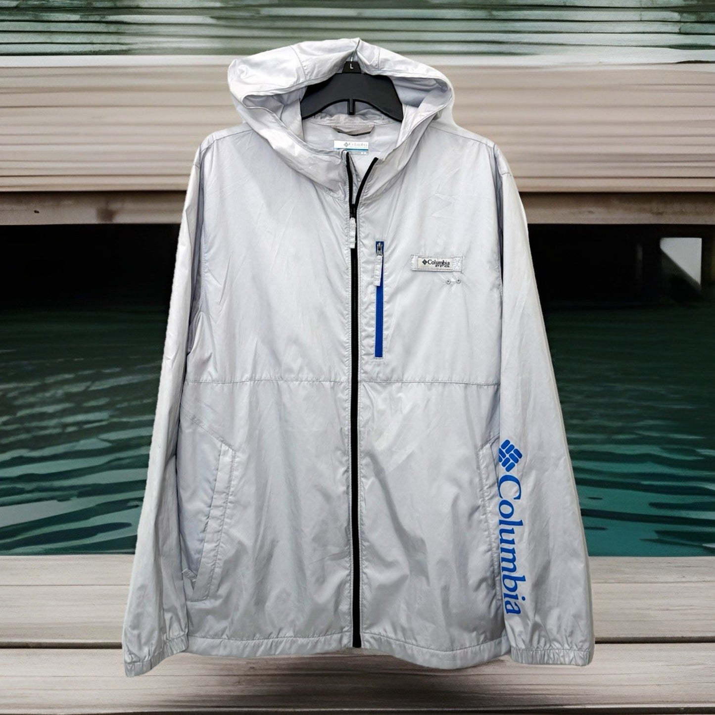 Columbia Terminal Spray PFG Grey Windbreaker Lightweight Jacket Men's Medium