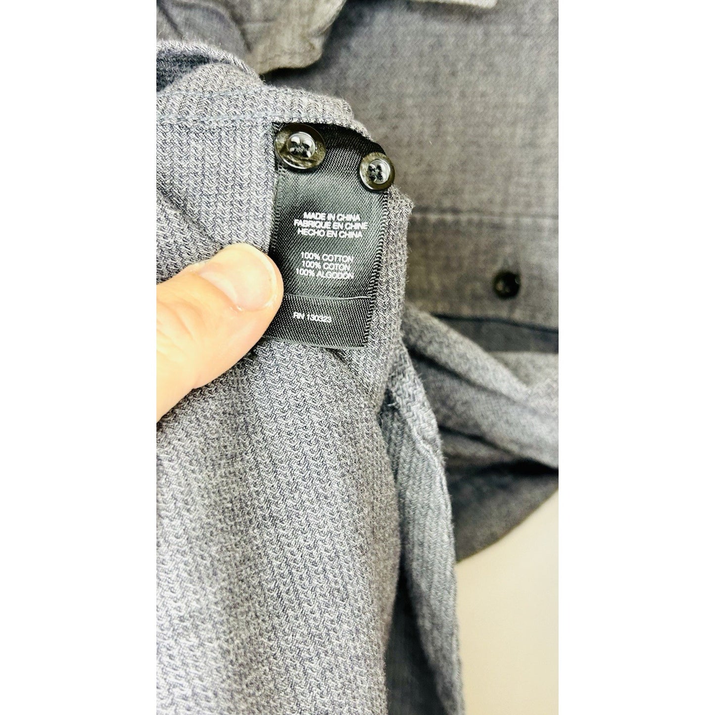 Kenneth Cole New York Men's Large Embroidered Button Up Shirt Gray Cotton