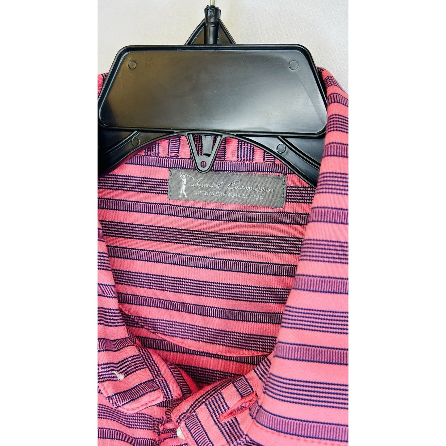 Daniel Cremieux Signature Collection Mens Large Red Striped Athletic Golf Polo