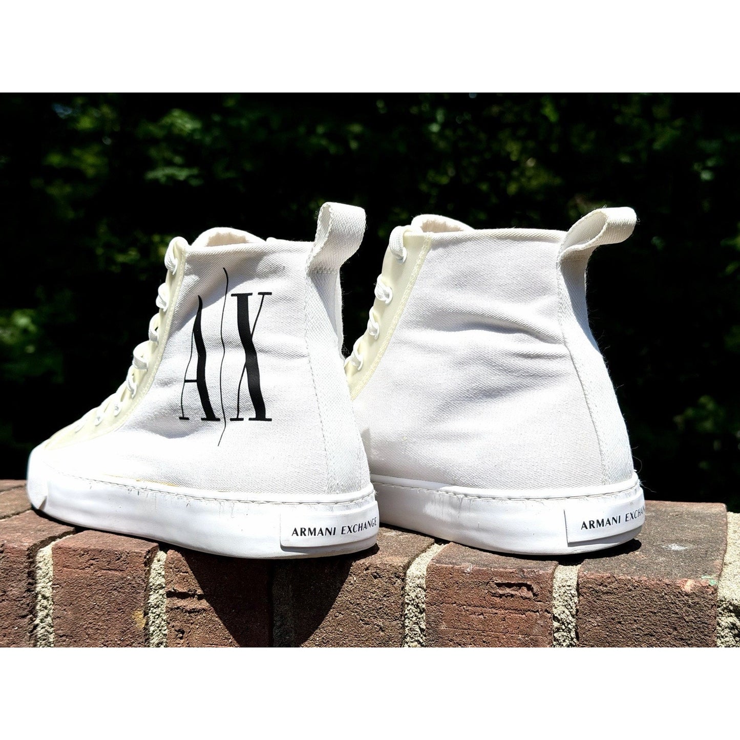 Armani Exchange Men's High Top Icon Logo Canvas Sneakers White Size 11 Excellent