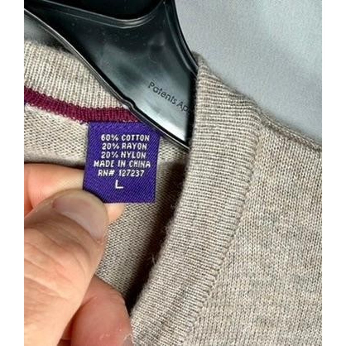 Alan Flusser Sweater Mens Large Beige V-Neck Cotton Blend Knit Pullover