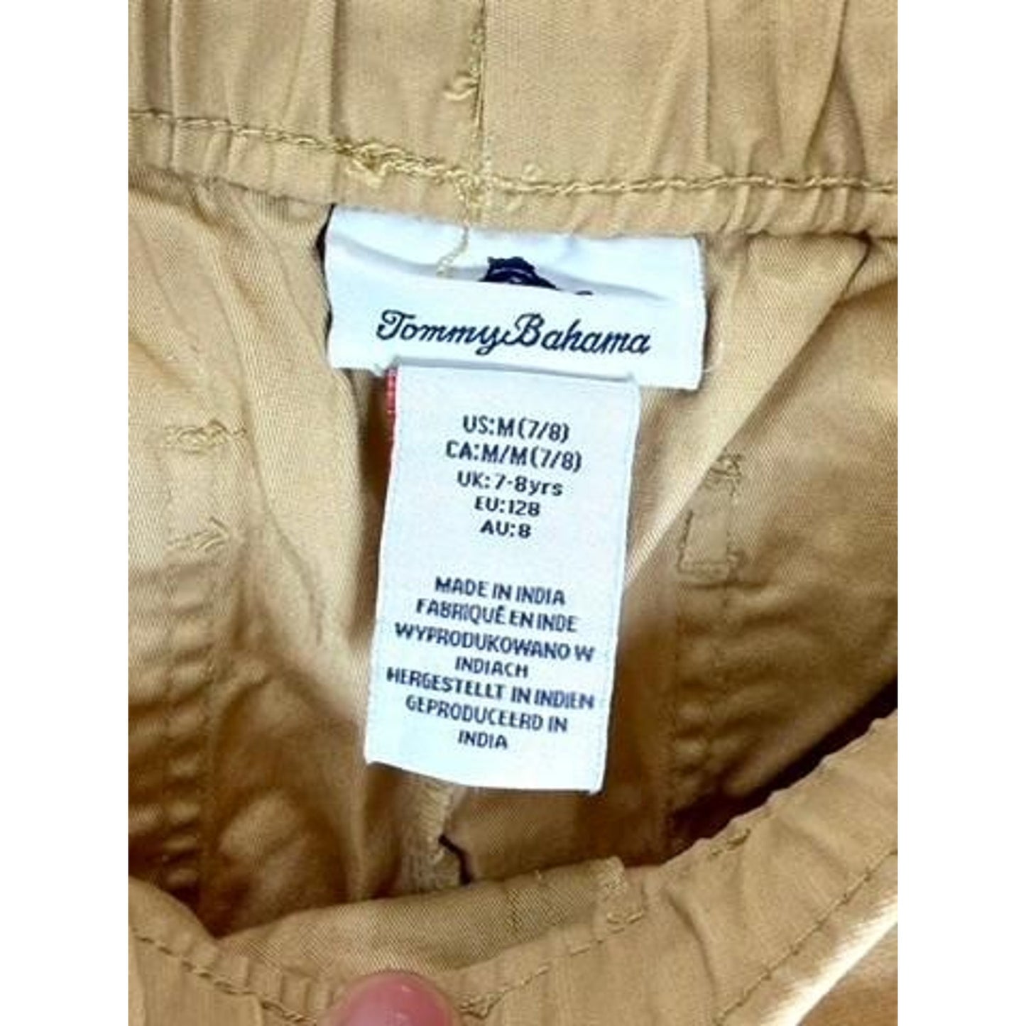 Tommy Bahama Boys Chino Shorts Size M 7-8 Beige Tan Elastic Waist Drawstring