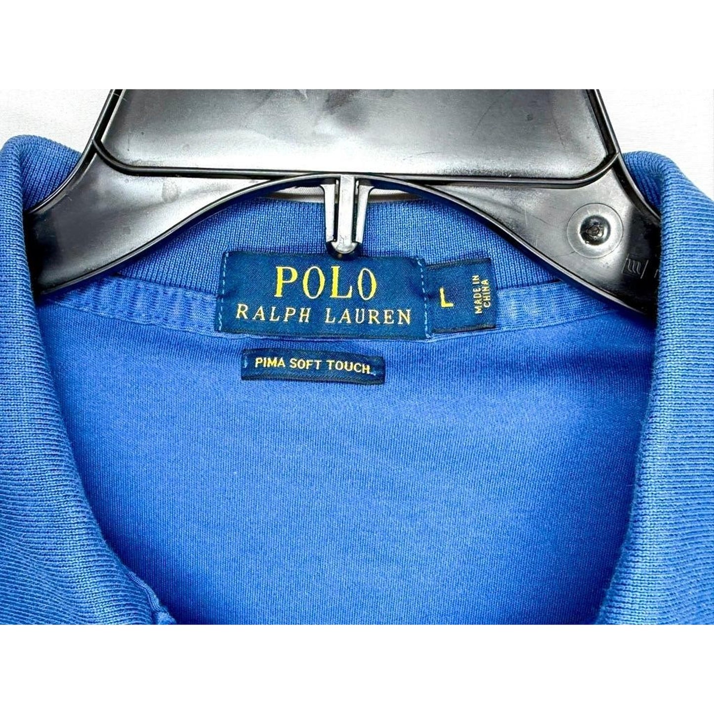 Polo Ralph Lauren Shirt Mens Large Blue Pima Soft Touch Cotton Short Sleeve