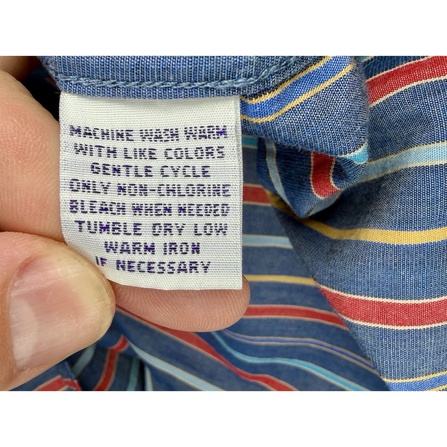 Alan Flusser Mens Medium Striped Button Shirt Blue Red Yellow LS Dress Casual EX