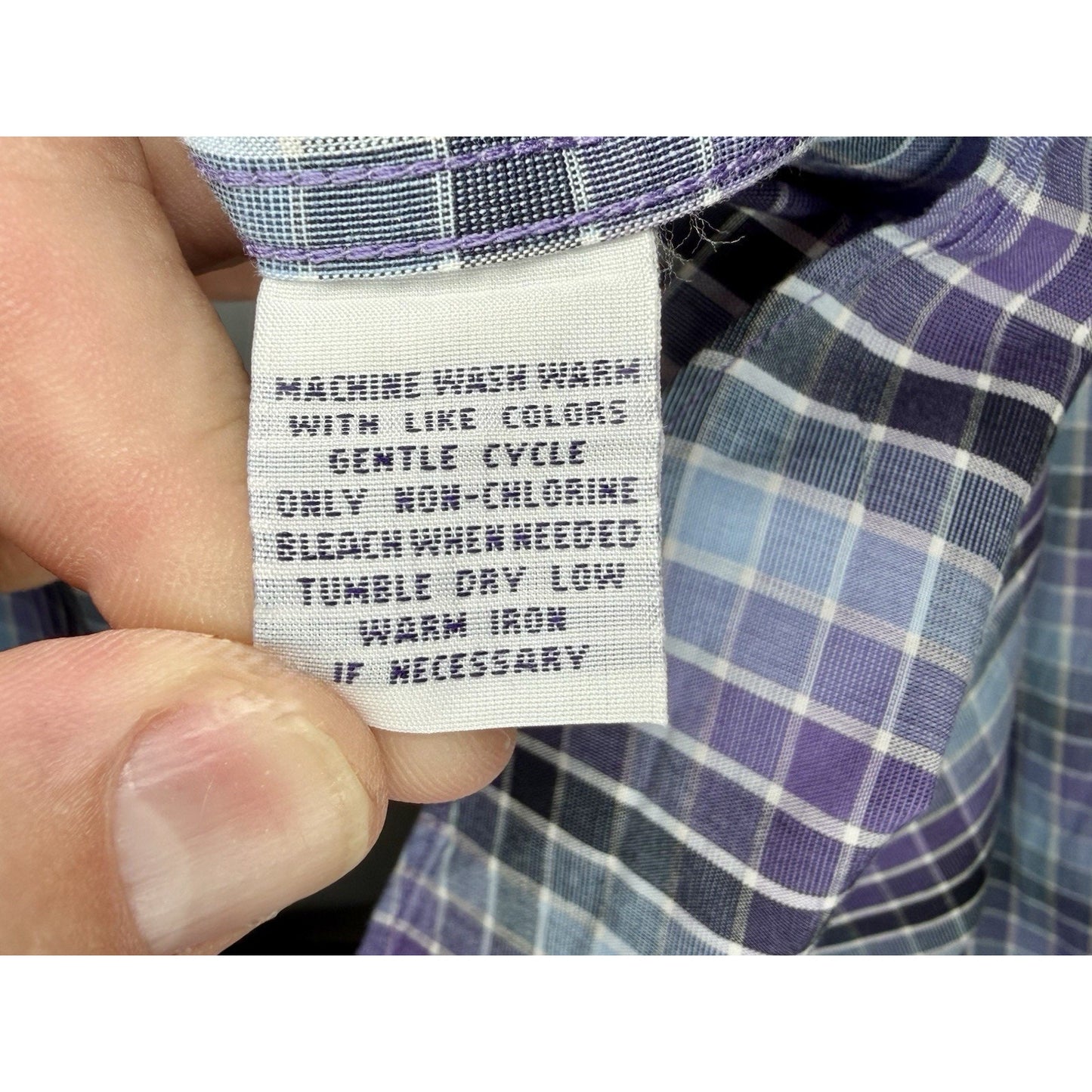 Alan Flusser Mens Medium M Purple Plaid Paisley Trim LS Button Front Sport Shirt
