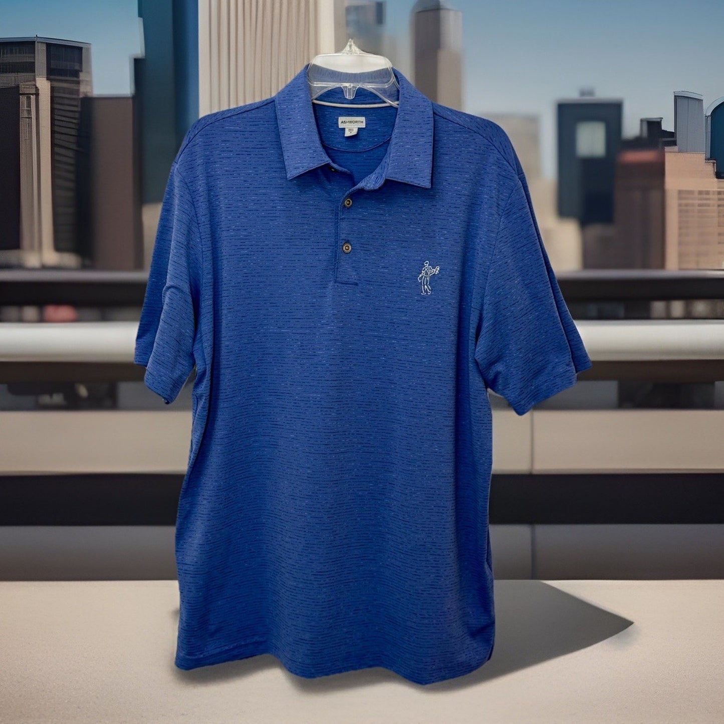 ASHWORTH EZ-TECH Mens M Blue Luxury Cotton Polo Shirt CAPE NEDDICK COUNTRY CLUB