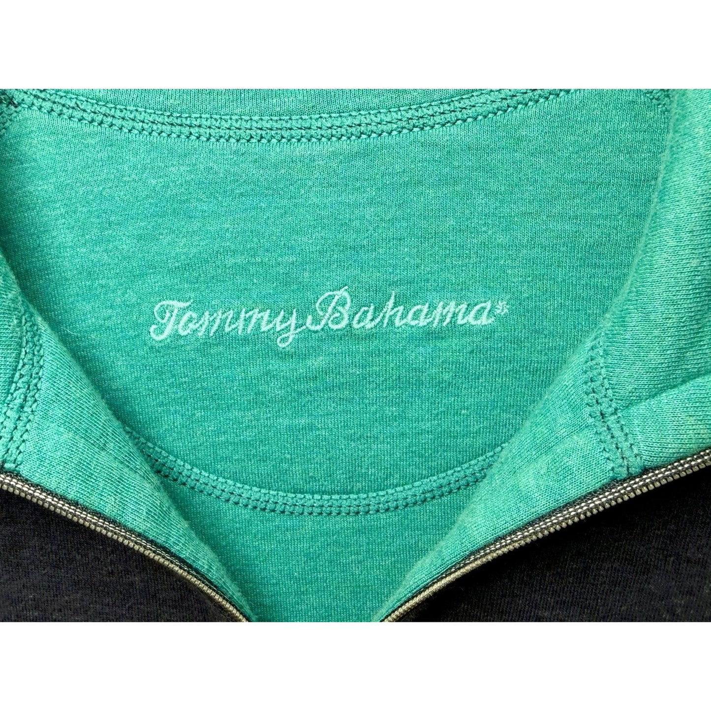 Tommy Bahama Flipshore Reversible Half Zip Pullover Women’s Large L Navy Teal