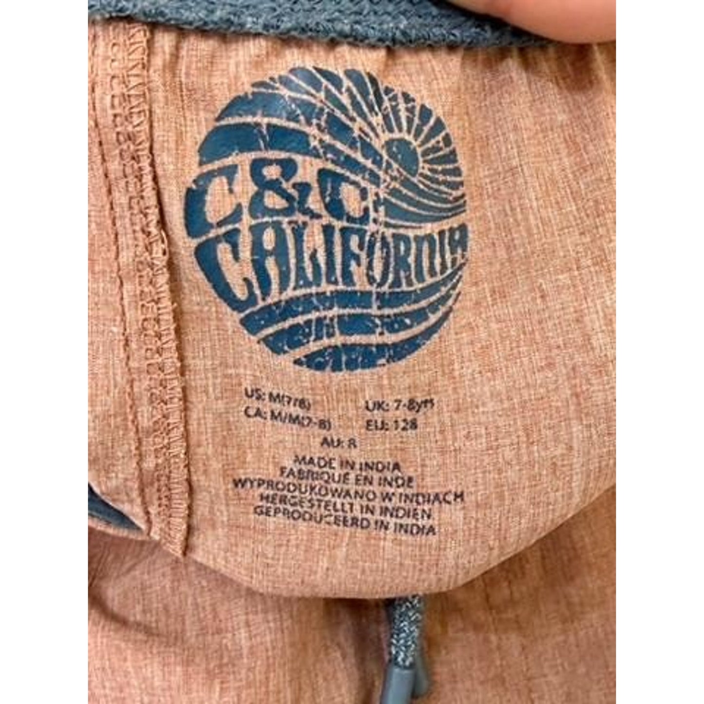 C&C California Boys Shorts Size M 7/8 Orange Heather Elastic Waist Drawstring