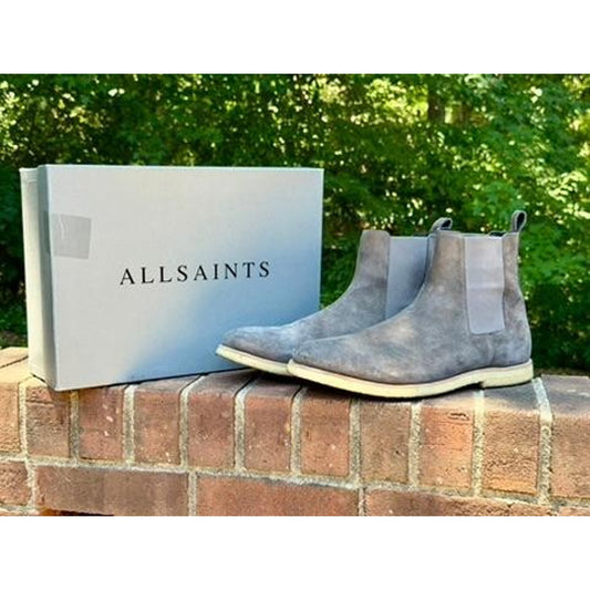 AllSaints Reiner Chelsea Boots Mens Size 12 Slate Grey Suede Crepe Sole