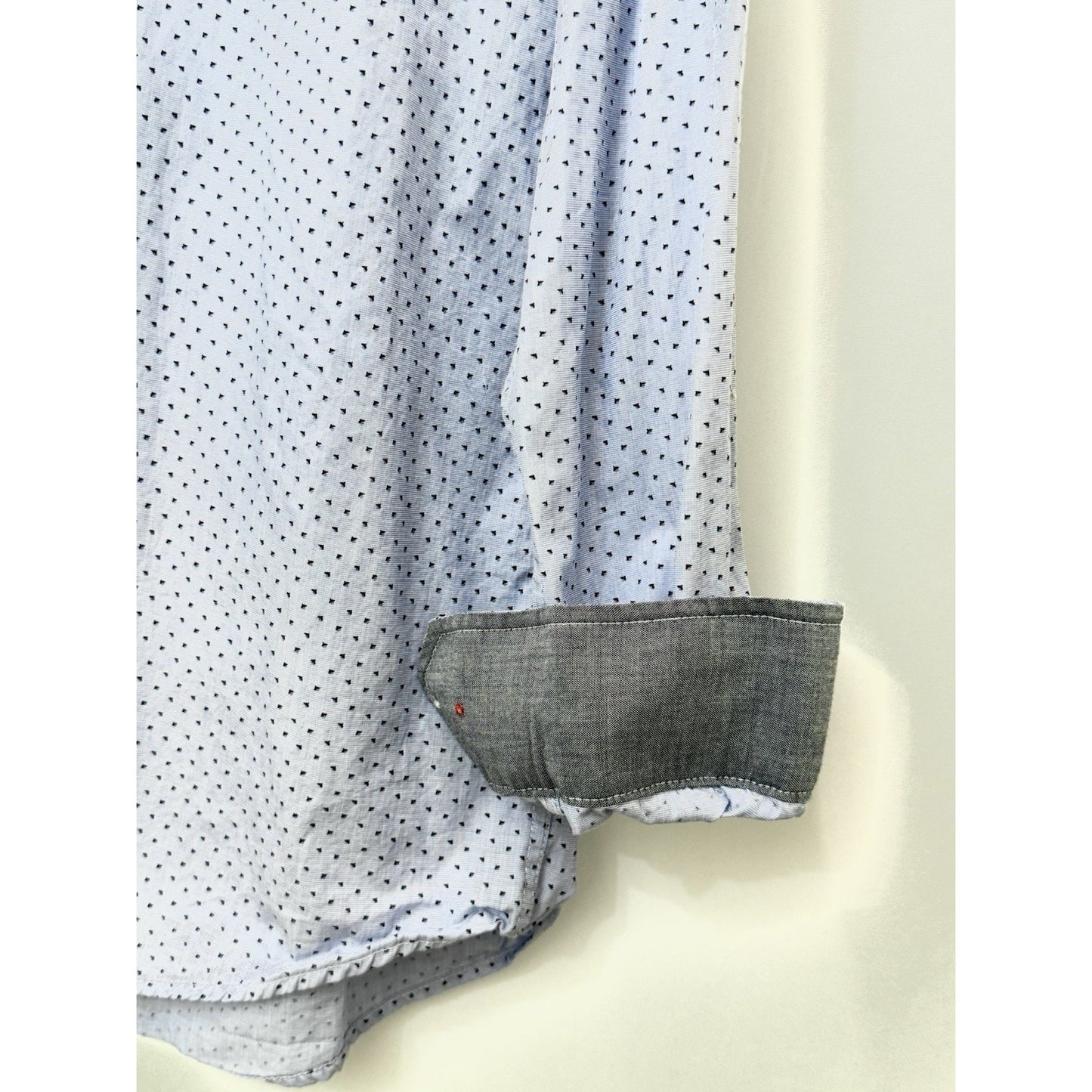 Steel & Jelly London Mens XL Flip Cuff Long Sleeve Button Front Dress Shirt Blue