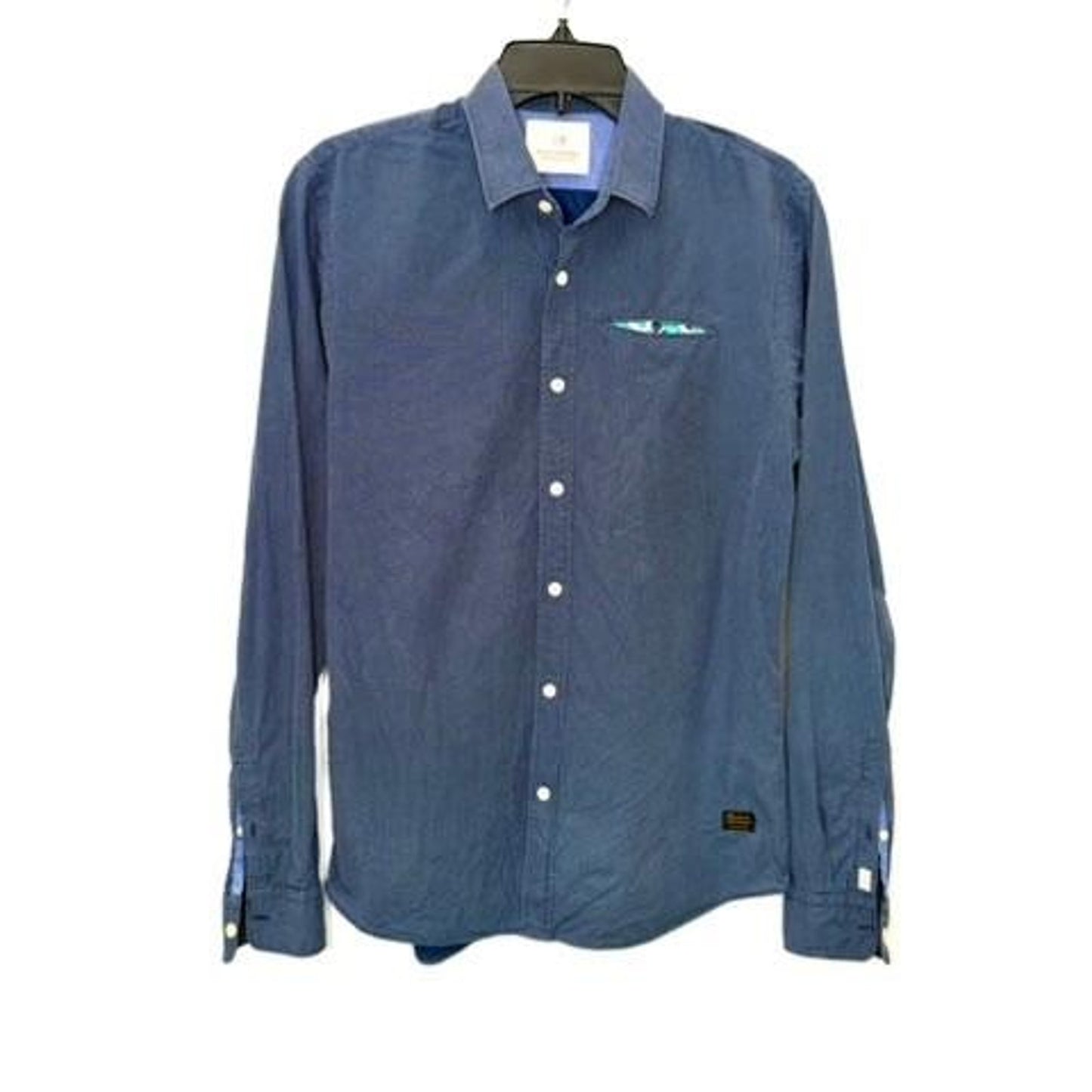 Scotch & Soda Amsterdam Couture Mens Medium Blue Micro Dotted Button Up Shirt
