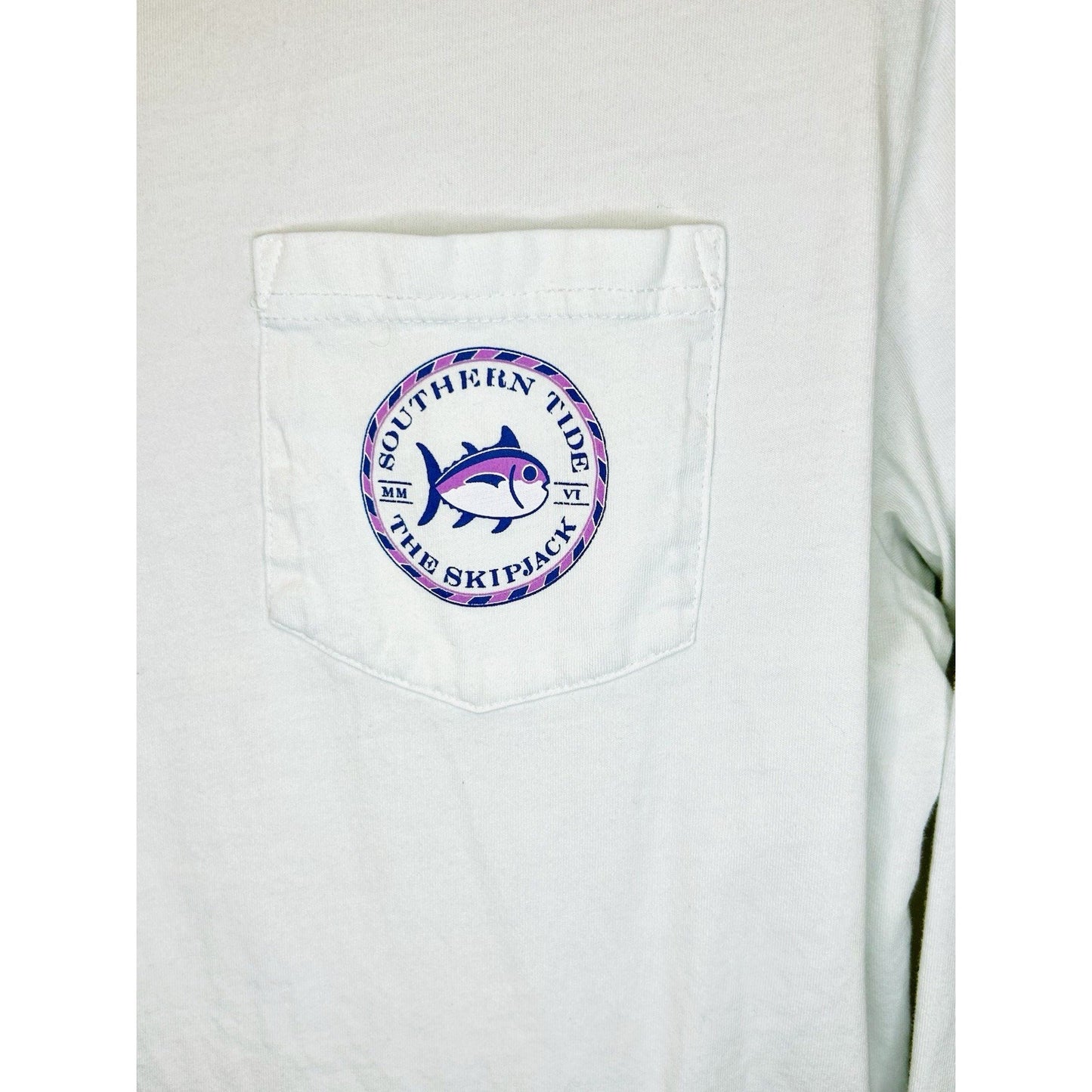 SOUTHERN TIDE L/S ORIGINAL MEDALLION SKIPJACK TEE - WHITE- WOMEN’S MEDIUM