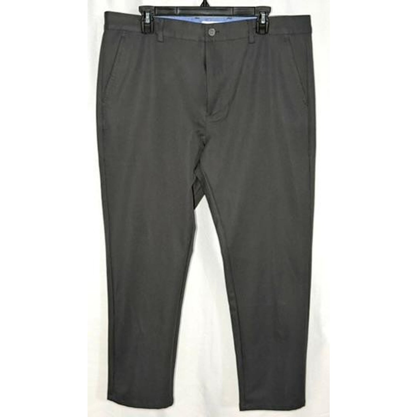 Essyshe Slim Fit Dress Pants Mens 36x28 Dark Gray Flat Front Polyester Trousers