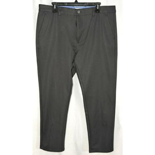 Essyshe Slim Fit Dress Pants Mens 36x28 Dark Gray Flat Front Polyester Trousers