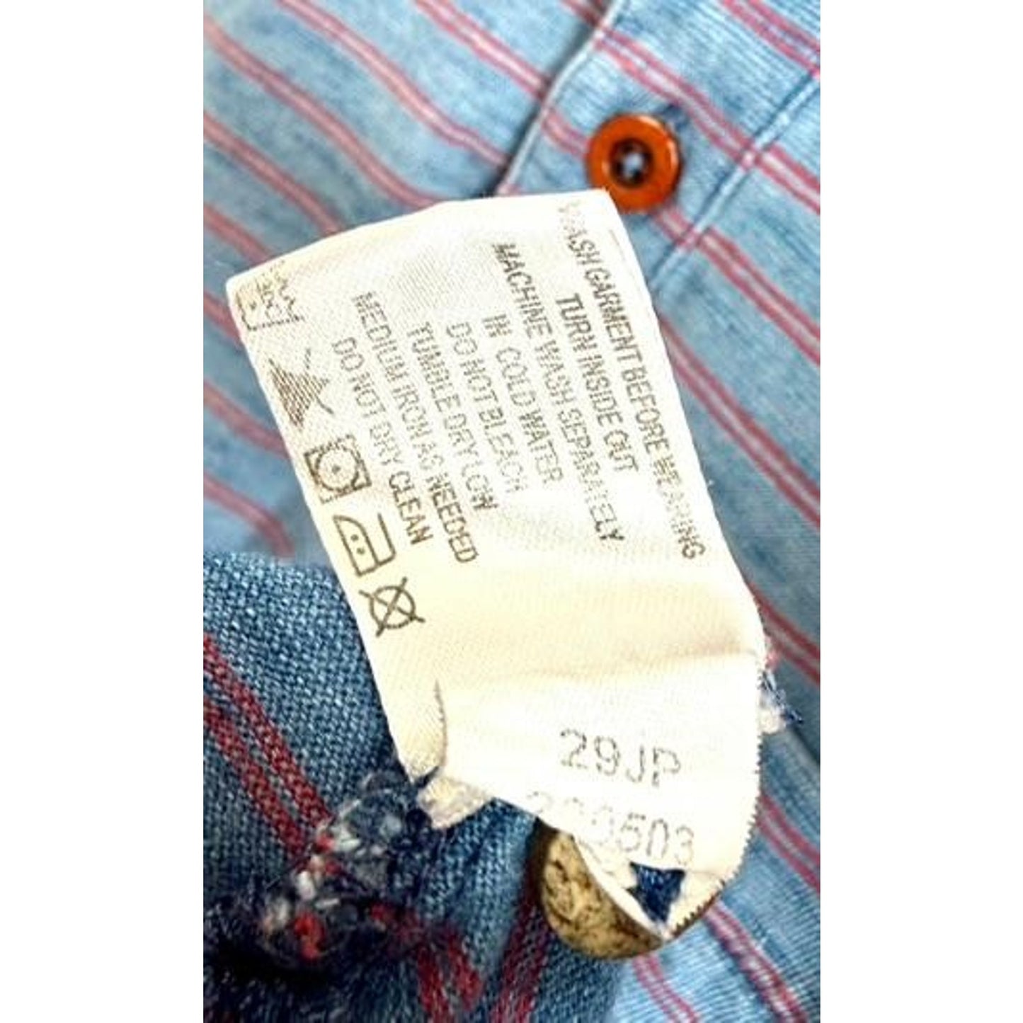 Orvis Shirt Mens Large Blue Red Striped Short Sleeve Cotton Polo Henley Pocket