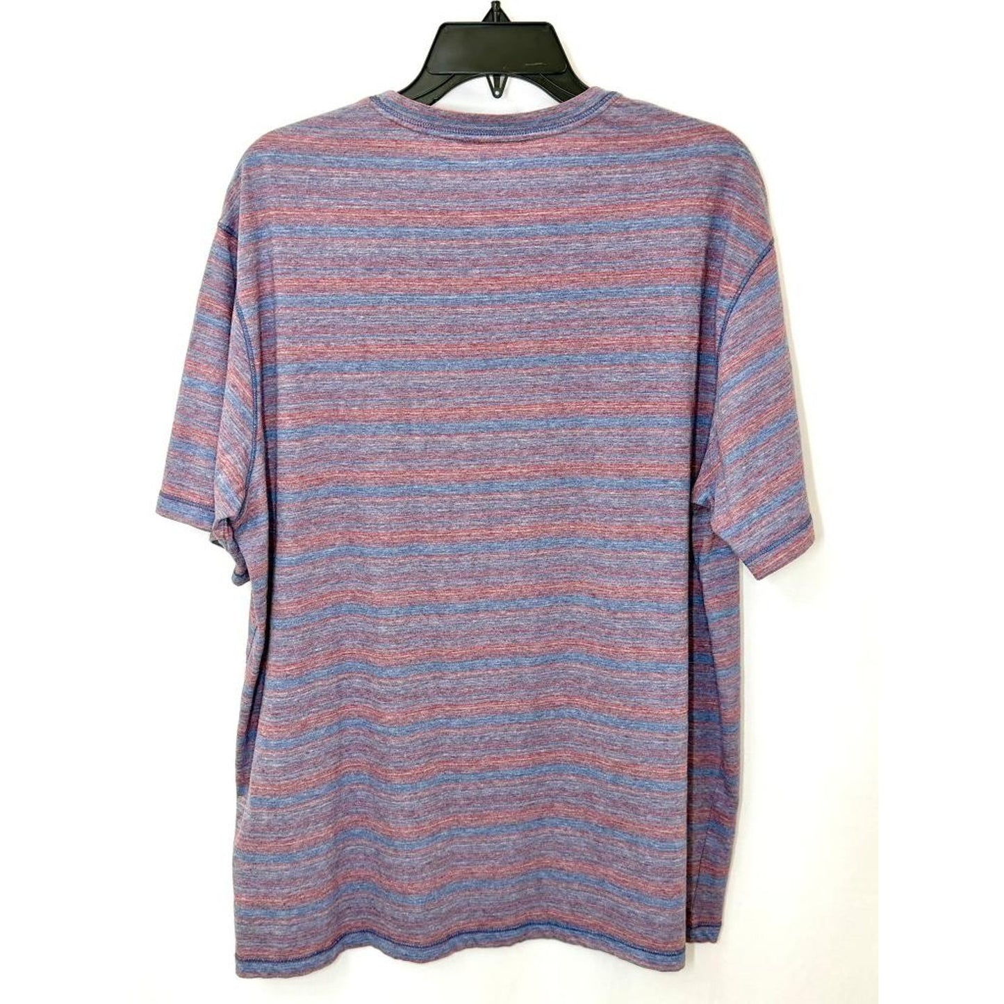 ROWM Striped T-Shirt Mens XL Blue Red Heathered Crew Neck Short Sleeve Cotton