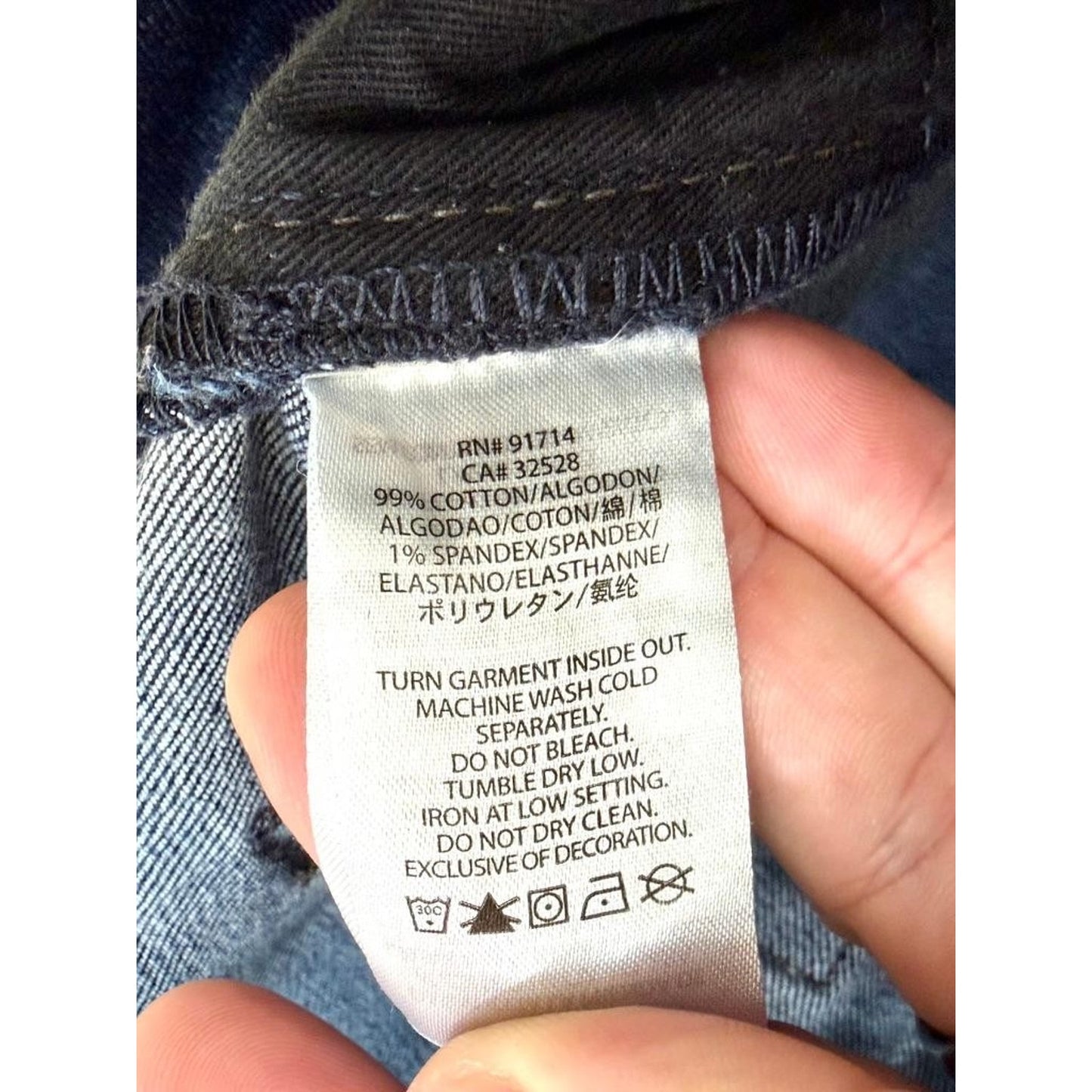 Armani Exchange Mens 36 Jeans Blue Denim Straight Leg Zipper Pockets Stretch