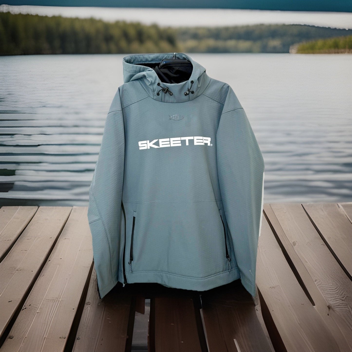 Skeeter AFTCO Reaper Windproof Pullover Fishing Hoodie Jacket Men's XL Charcoal