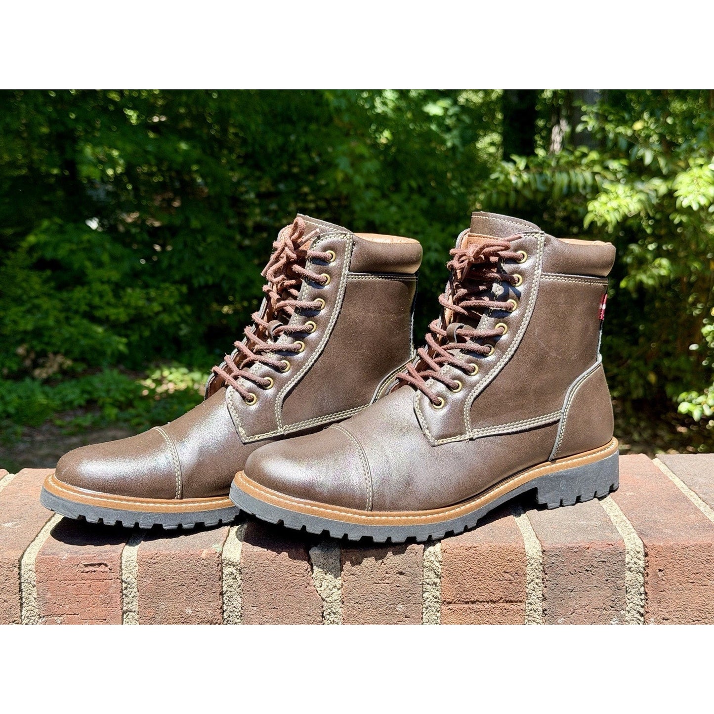 Levi's Mens Wyatt Brown Vegan Leather Lace Up Rugged Casual Boots Size 10 NEW