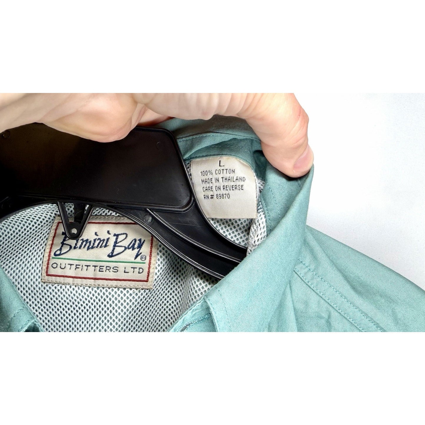 Bimini Bay Short Sleeve Vented Outdoor Fishing Shirt Light Blue Teal Men's Large