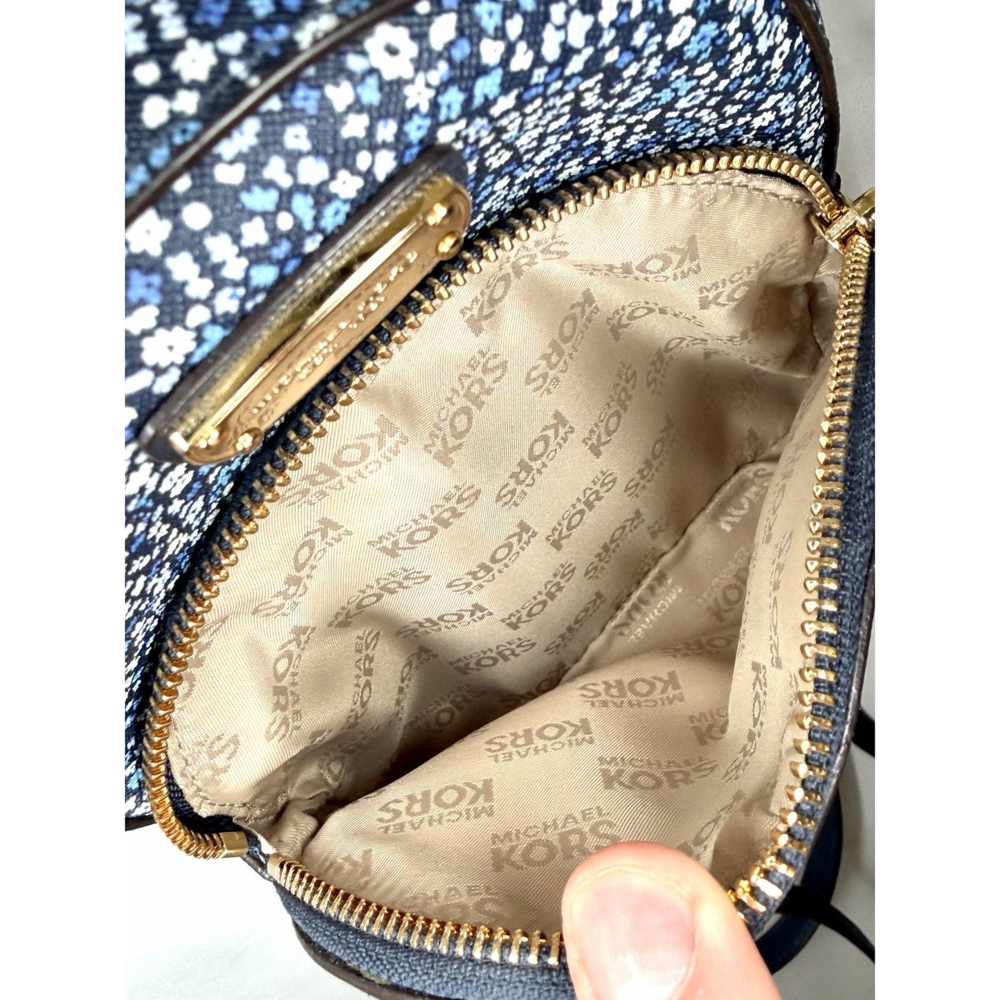 Michael Kors Abbey Mini Backpack In Navy Blue Floral Pattern NWOT / New W/ COA